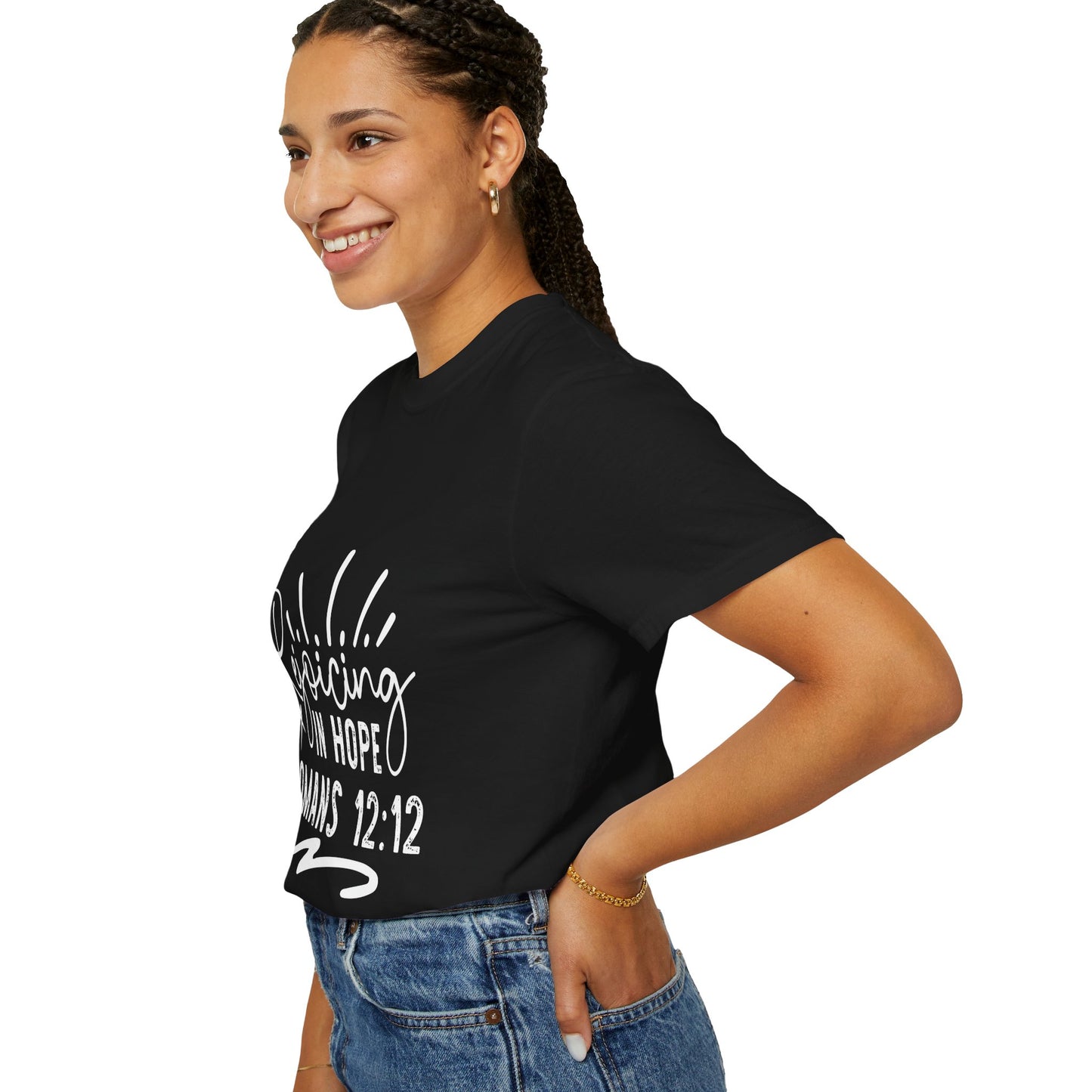 Rejoicing in Hope Inspirational Unisex T-Shirt - Romans 12:12 Christian Apparel - Christian Shirts and More