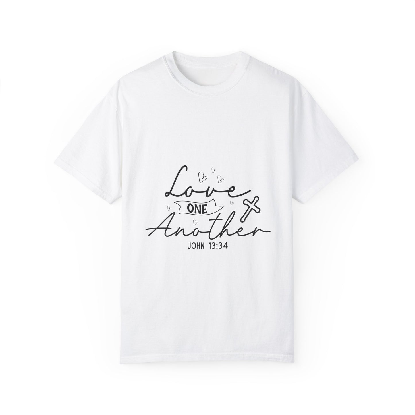Unisex Garment-Dyed T-shirt - Love One Another, John 13:34 - Inspirational Faith Tee