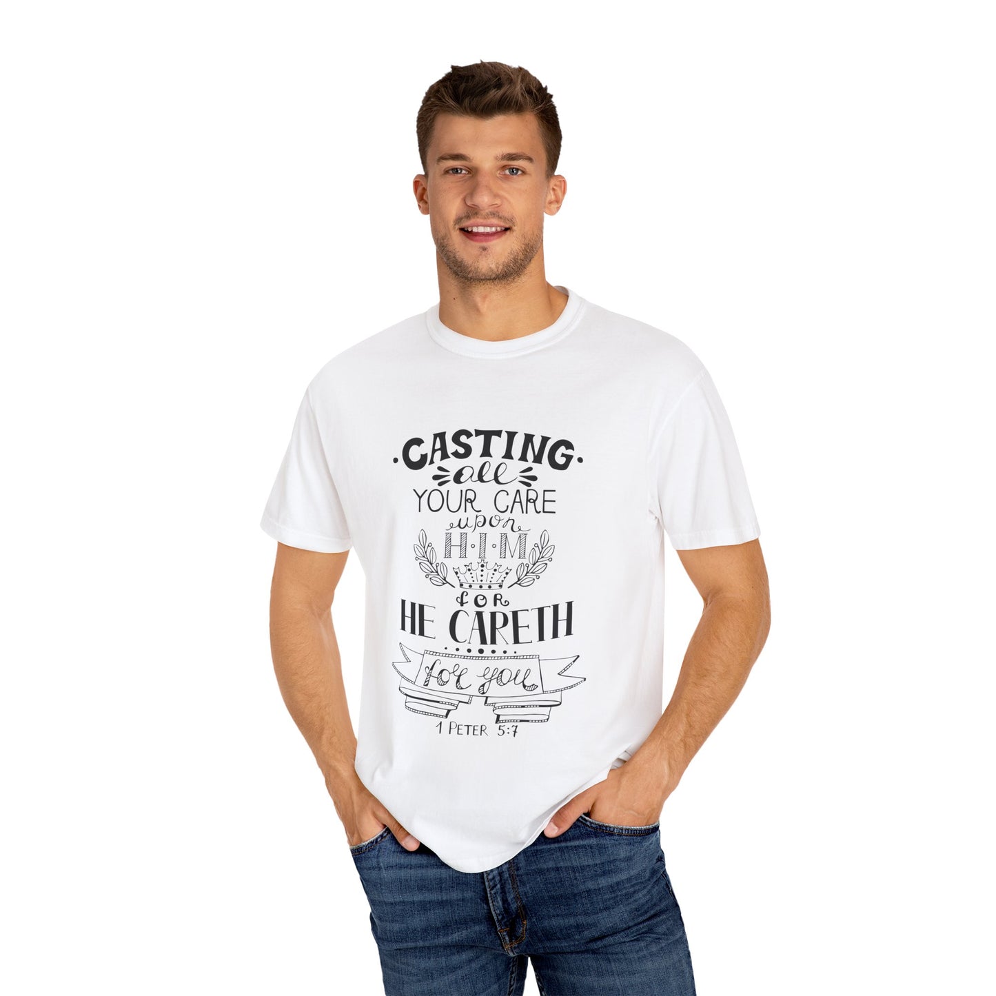 Faith-Inspired Unisex Garment-Dyed T-Shirt - "Casting All Your Care Upon Him"