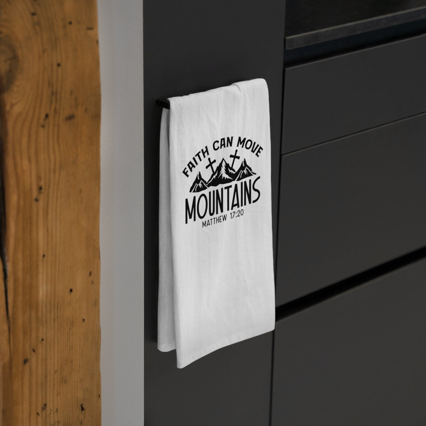 Inspirational Faith-Driven Tea Towel - "Faith Can Move Mountains"