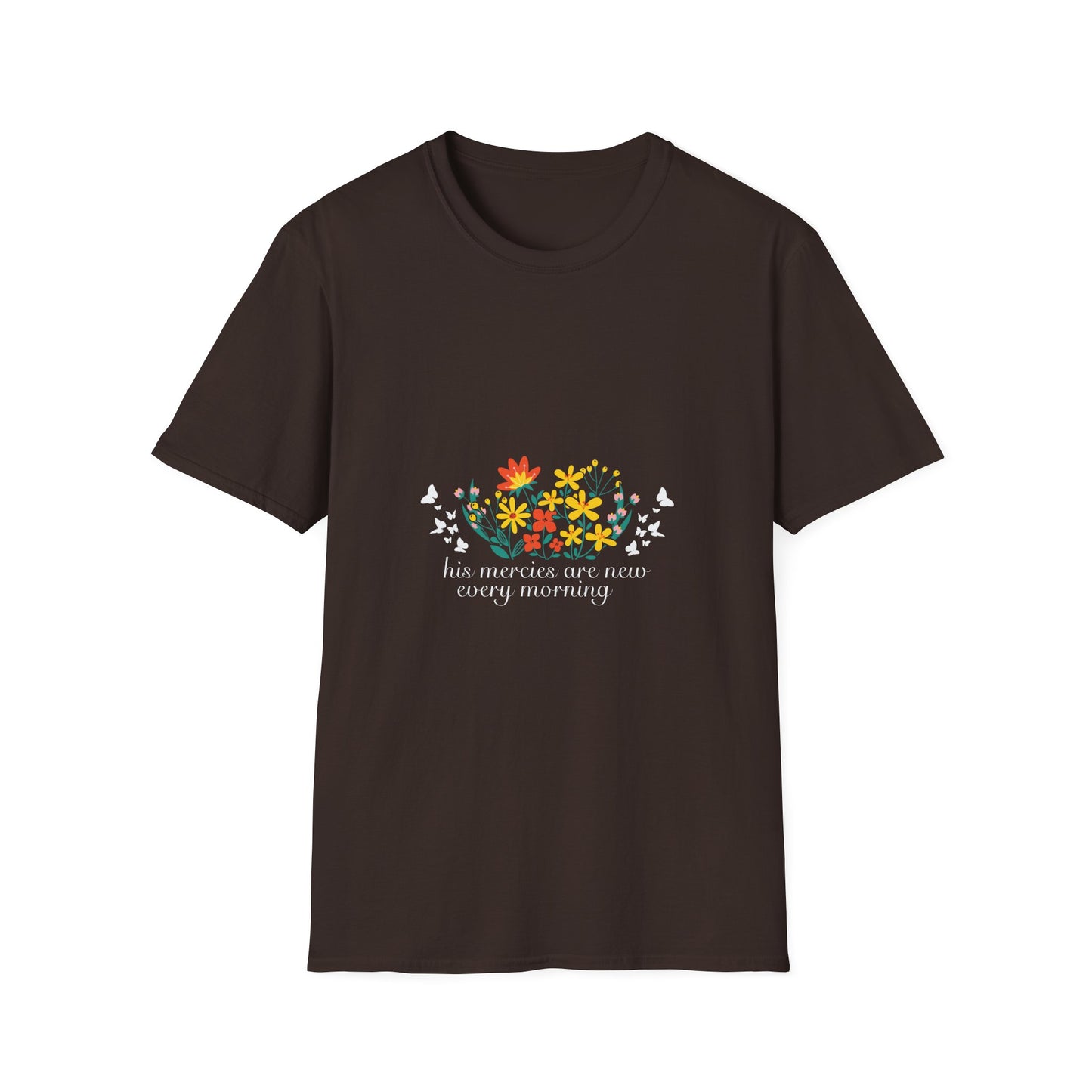 Inspirational Floral T-Shirt - 'His Mercies Are New Every Morning' - Christian Shirts and More