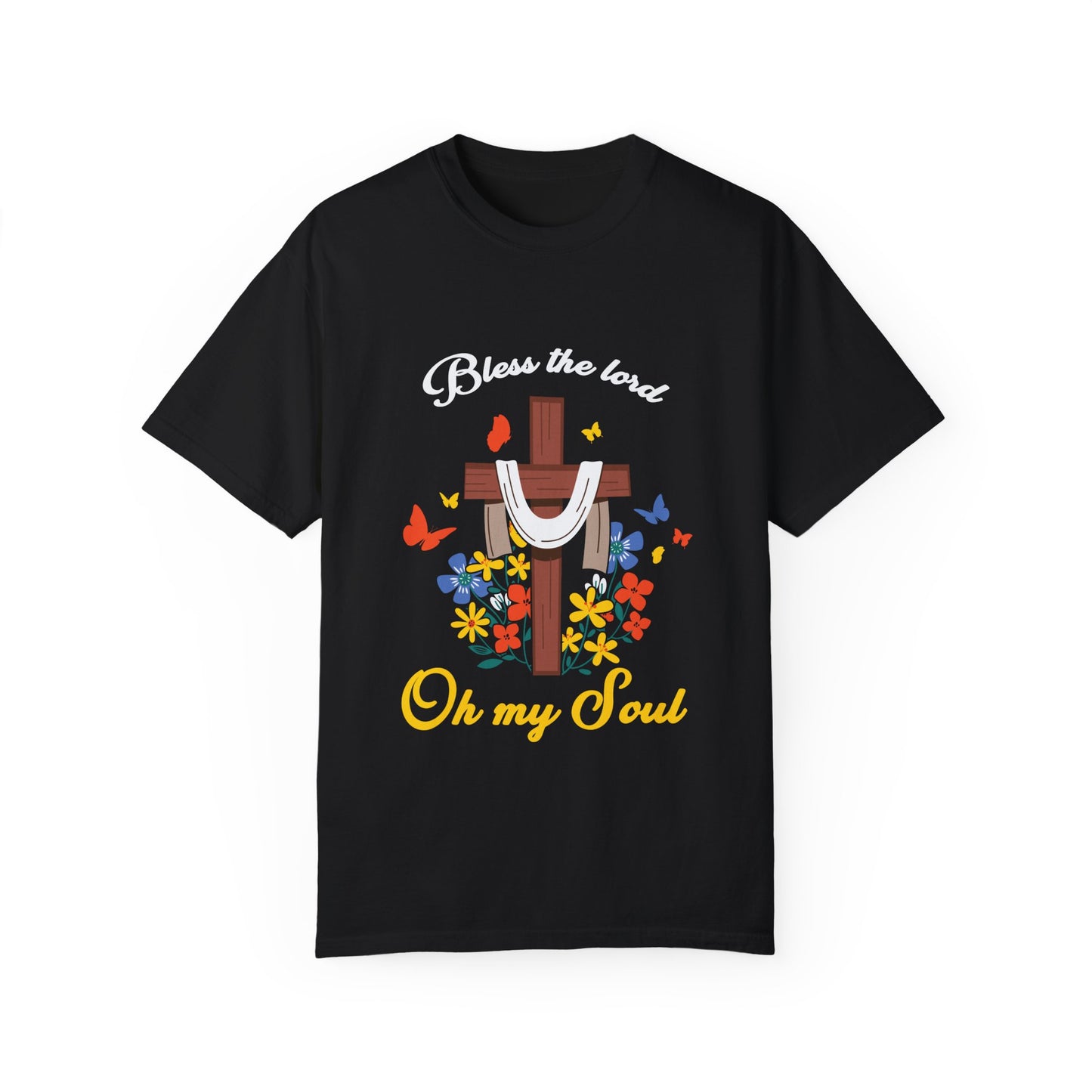 Inspirational Unisex Garment-Dyed T-Shirt - 'Bless the Lord Oh My Soul' Design - Christian Shirts and More