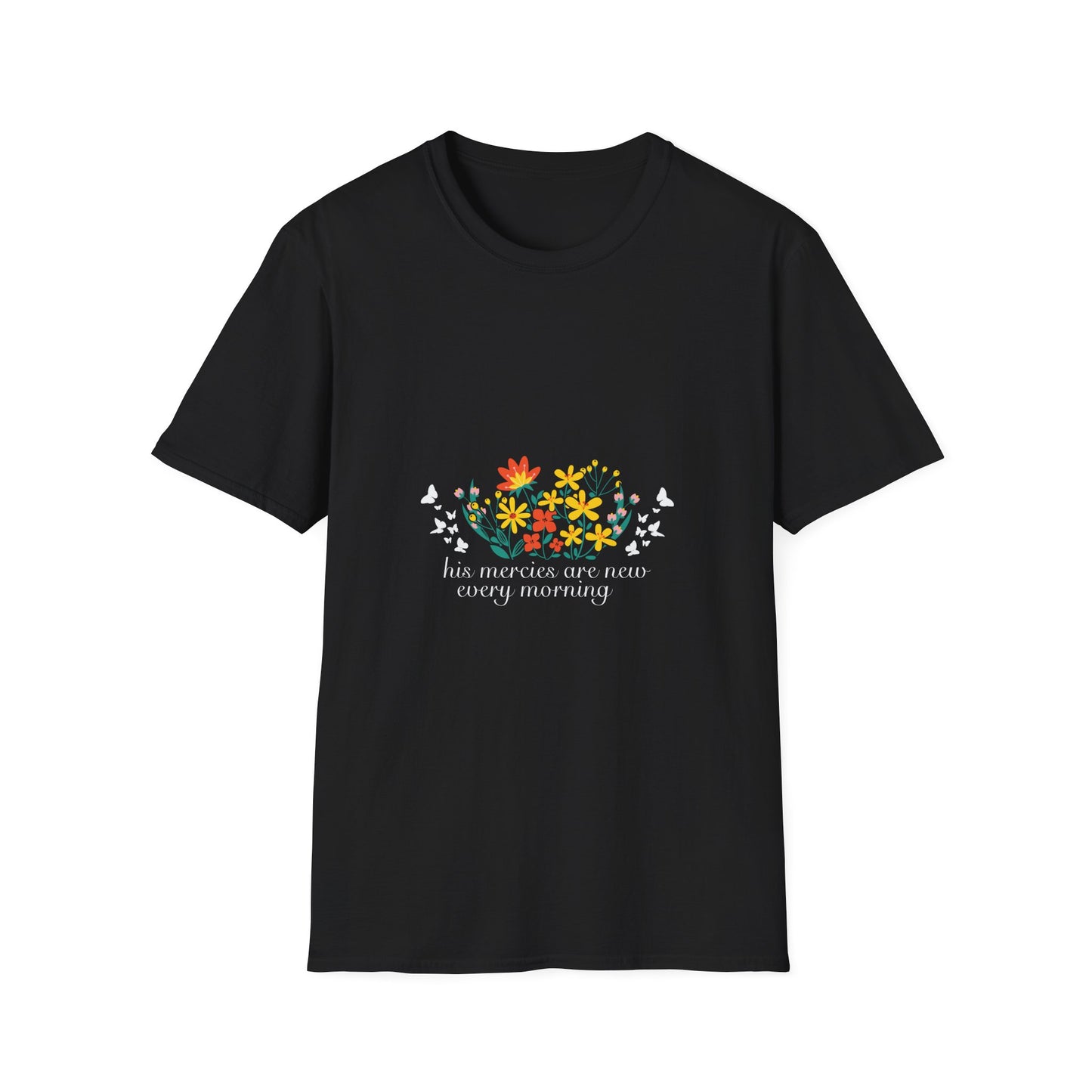Inspirational Floral T-Shirt - 'His Mercies Are New Every Morning' - Christian Shirts and More