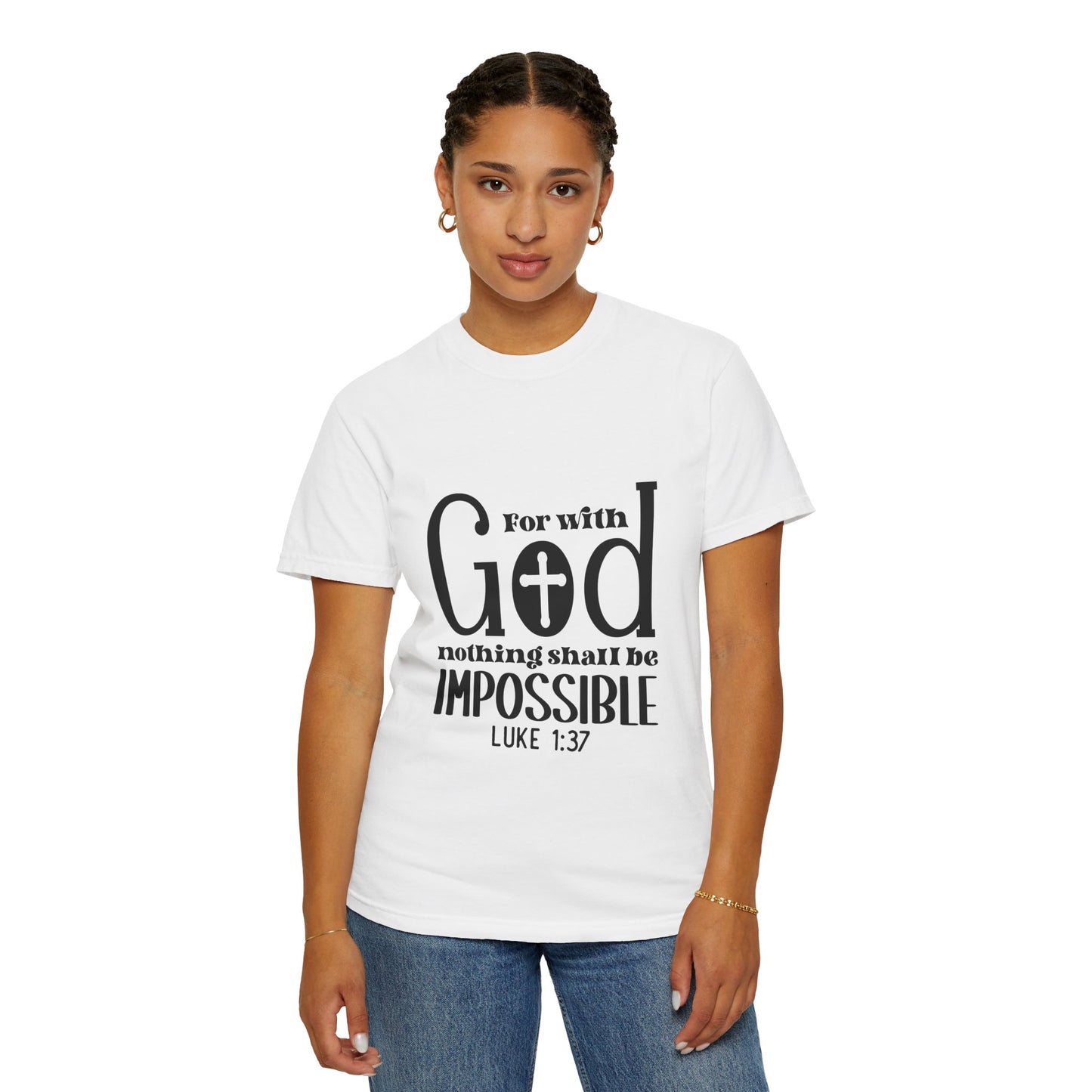 Inspirational Unisex T-Shirt - 'With God Nothing Shall Be Impossible' - Christian Shirts and More