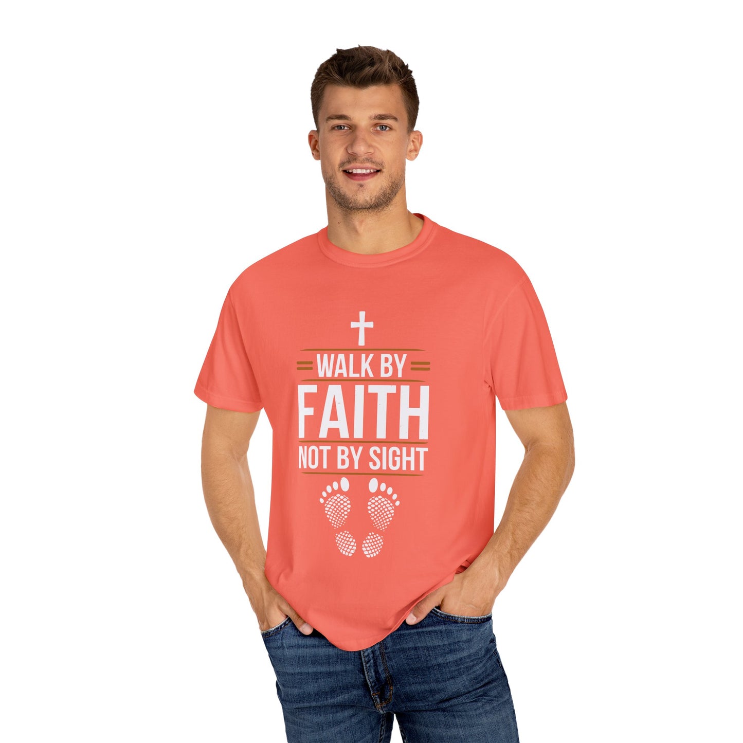 Walk by Faith Unisex Garment-Dyed T-shirt - Christian Shirts and More