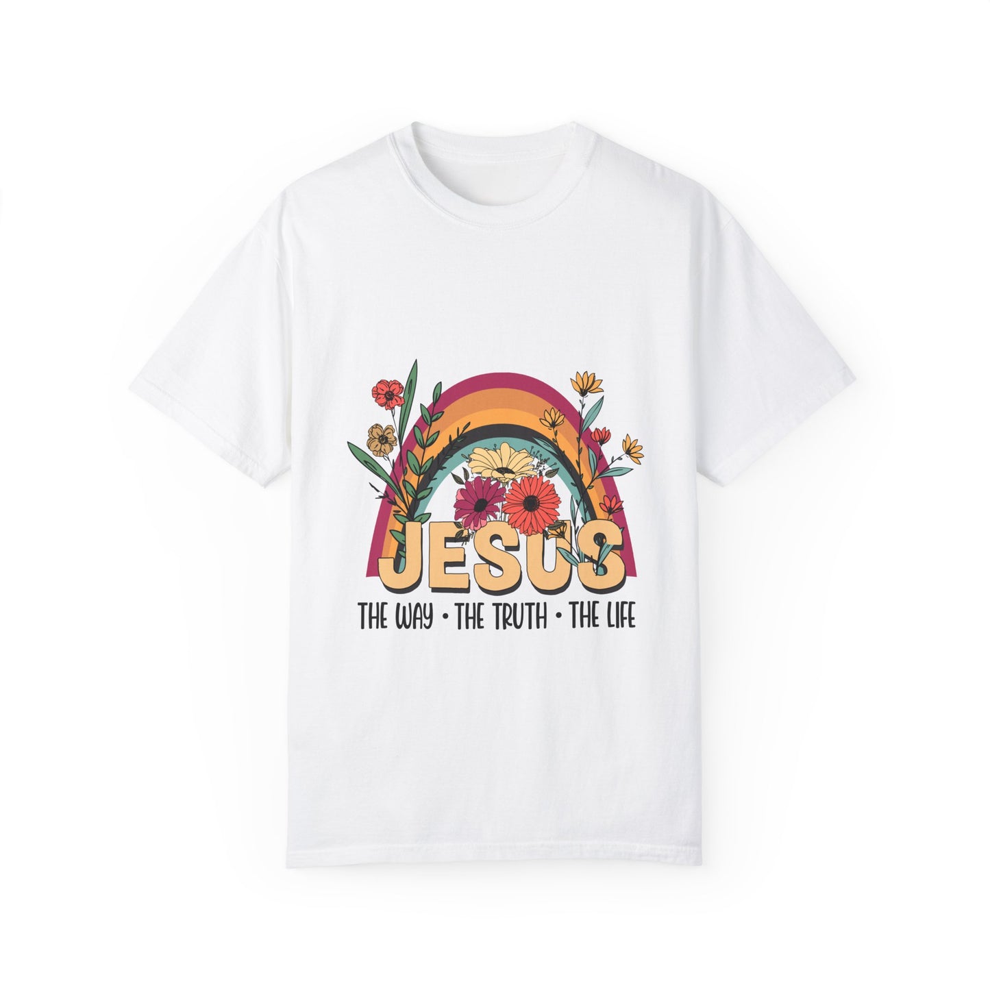 Inspirational Unisex Garment-Dyed T-shirt - Jesus The Way, The Truth, The Life - Christian Shirts and More