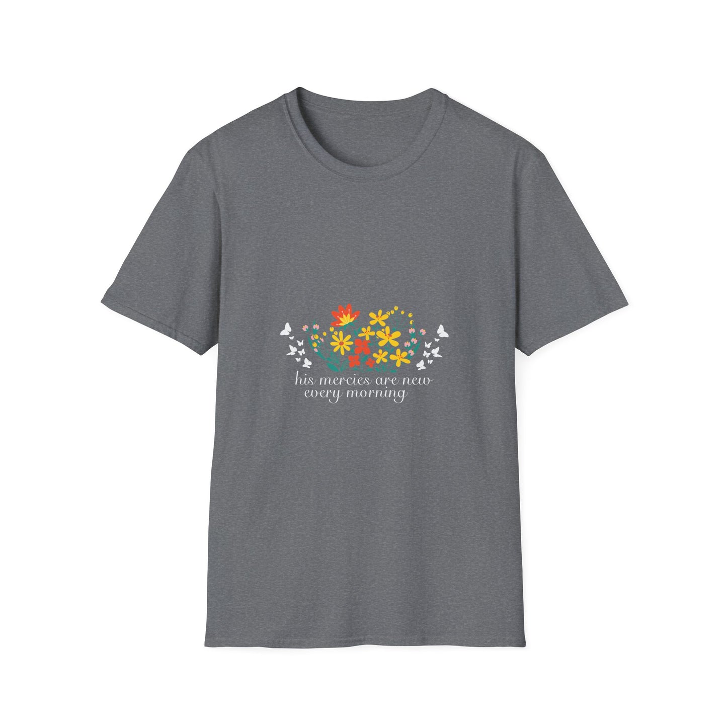Inspirational Floral T-Shirt - 'His Mercies Are New Every Morning' - Christian Shirts and More