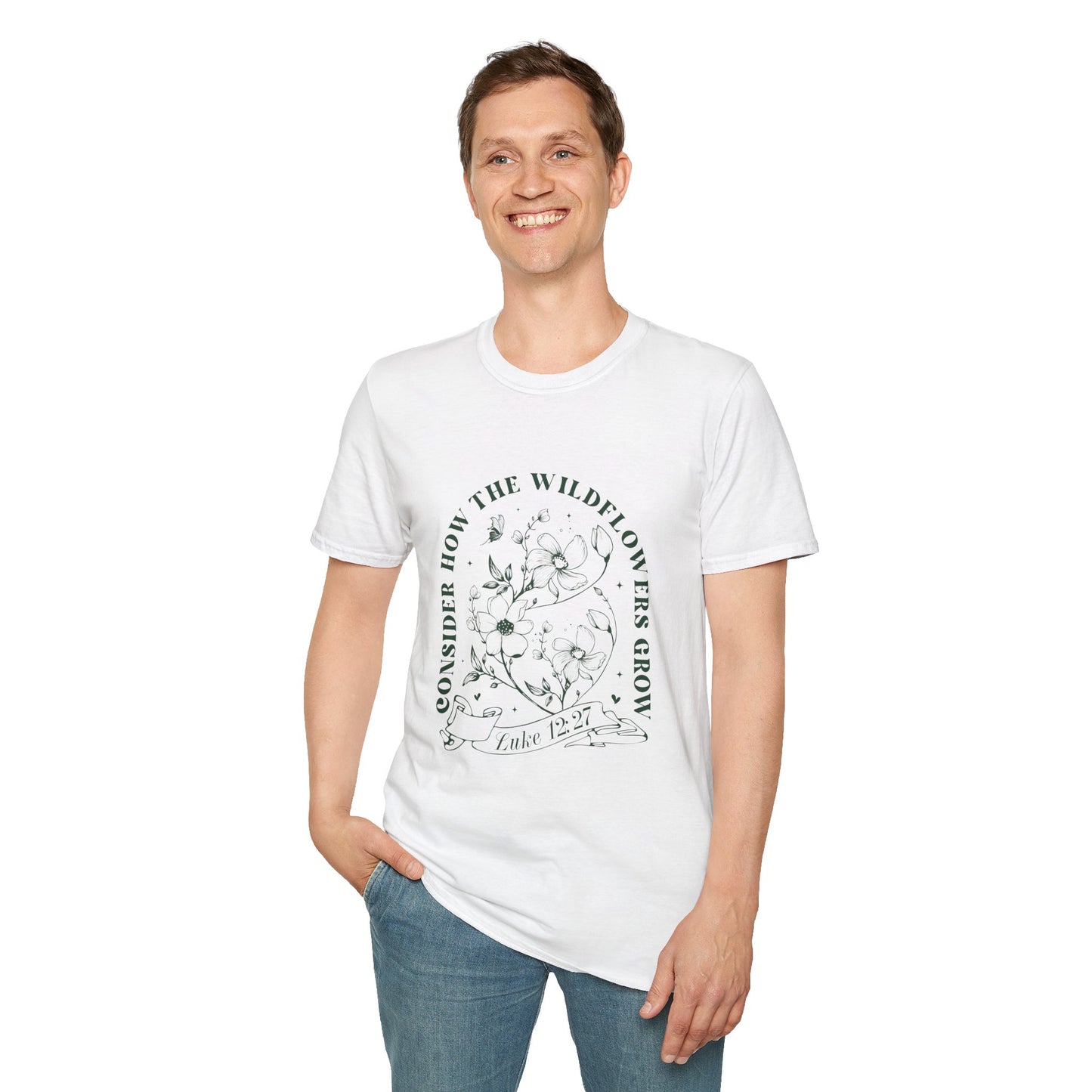 Inspirational Wildflower T-Shirt - 'Consider How the Wildflowers Grow' - Christian Shirts and More