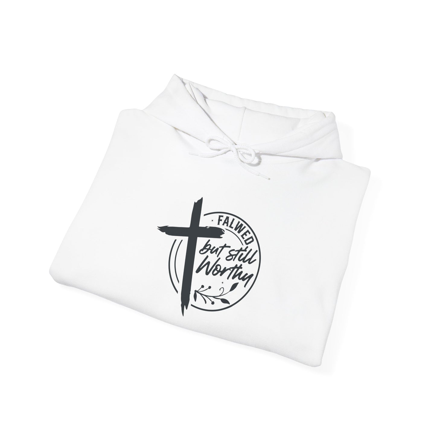 Unisex Heavy Blend™ Hooded Sweatshirt - 'Fallen but Still Worthy' Inspirational Hoodie - Christian Shirts and More