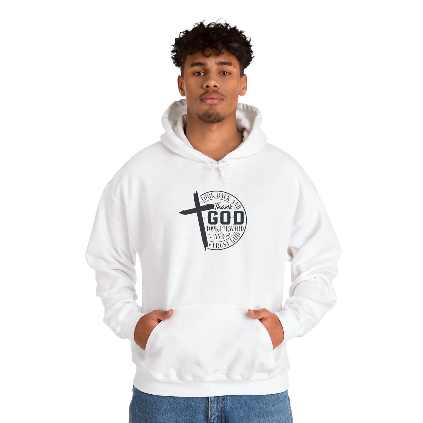 Inspirational Faith Hoodie - Unisex Heavy Blend™ Sweatshirt with 'Thank God' Design - Christian Shirts and More