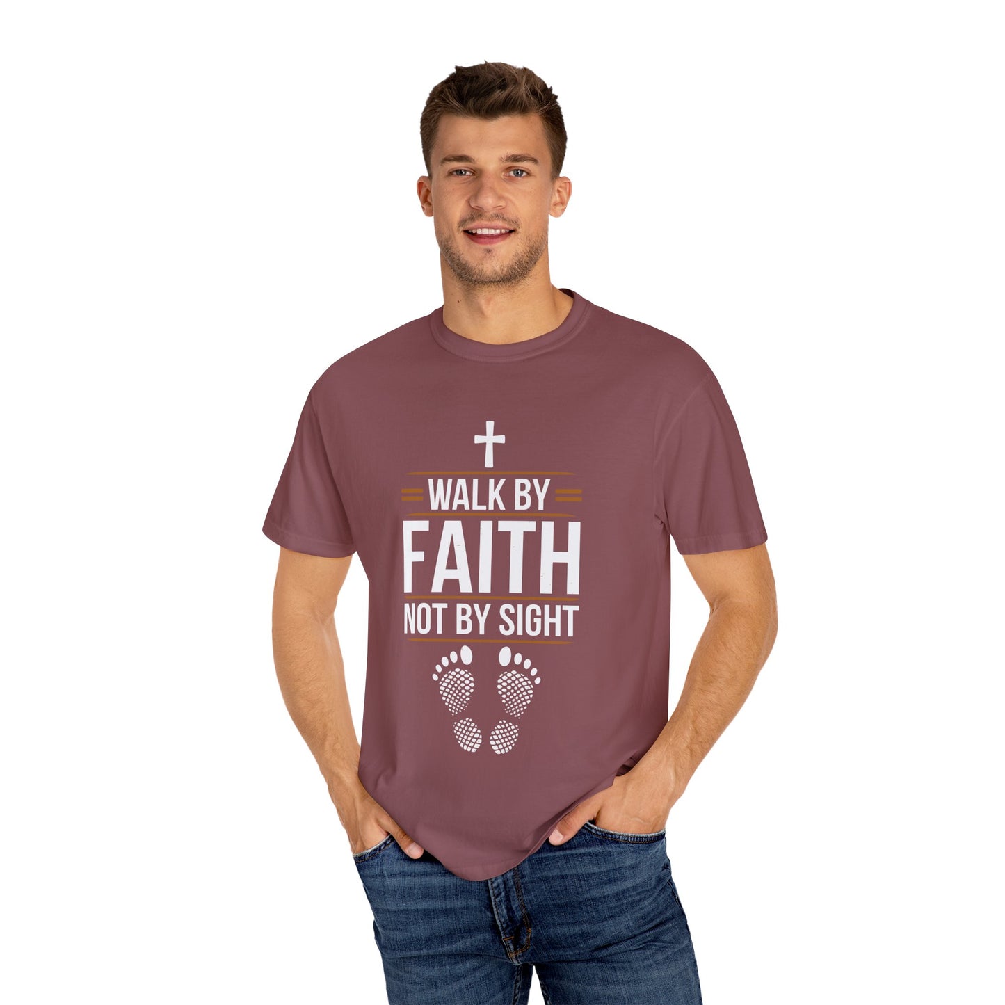 Walk by Faith Unisex Garment-Dyed T-shirt - Christian Shirts and More