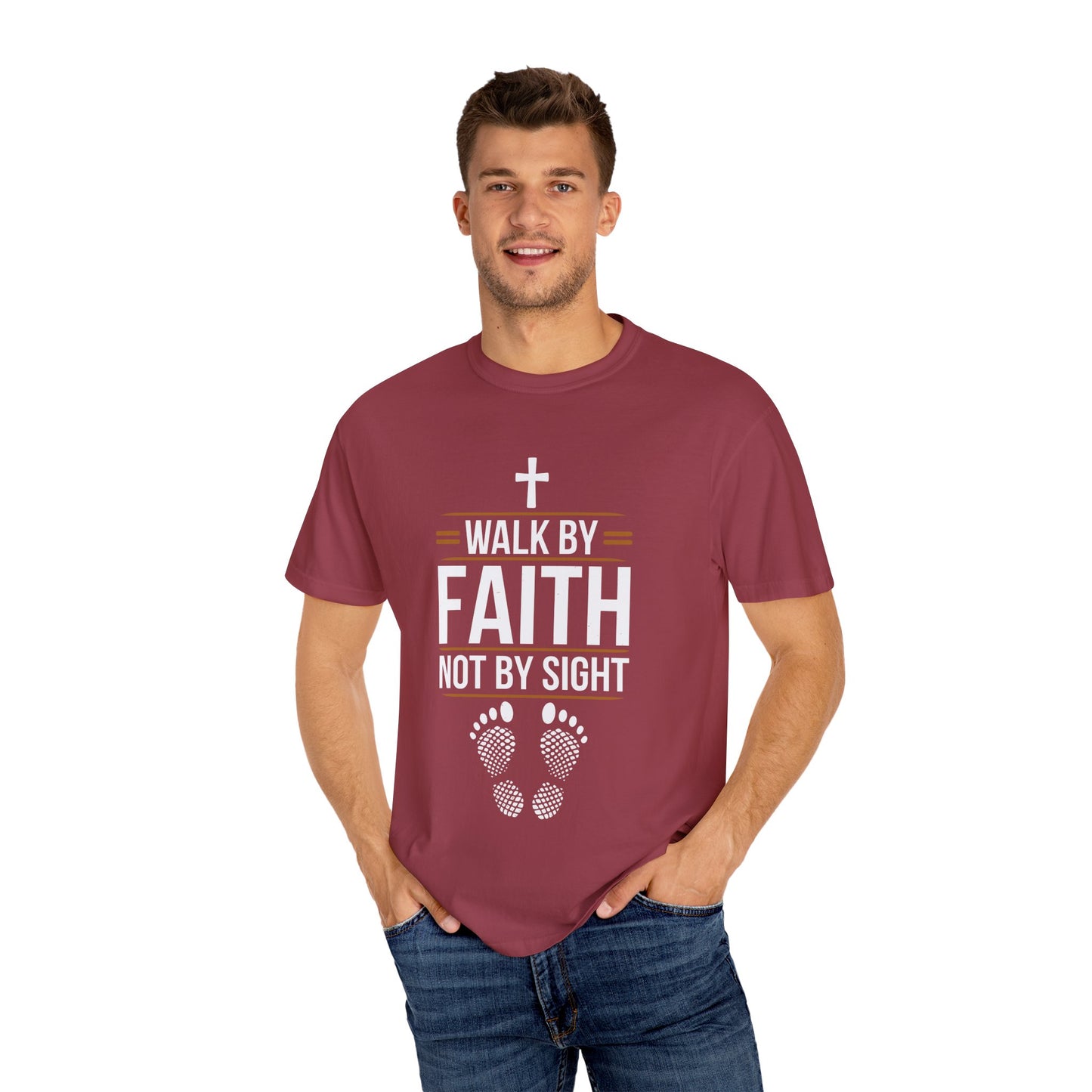Walk by Faith Unisex Garment-Dyed T-shirt - Christian Shirts and More