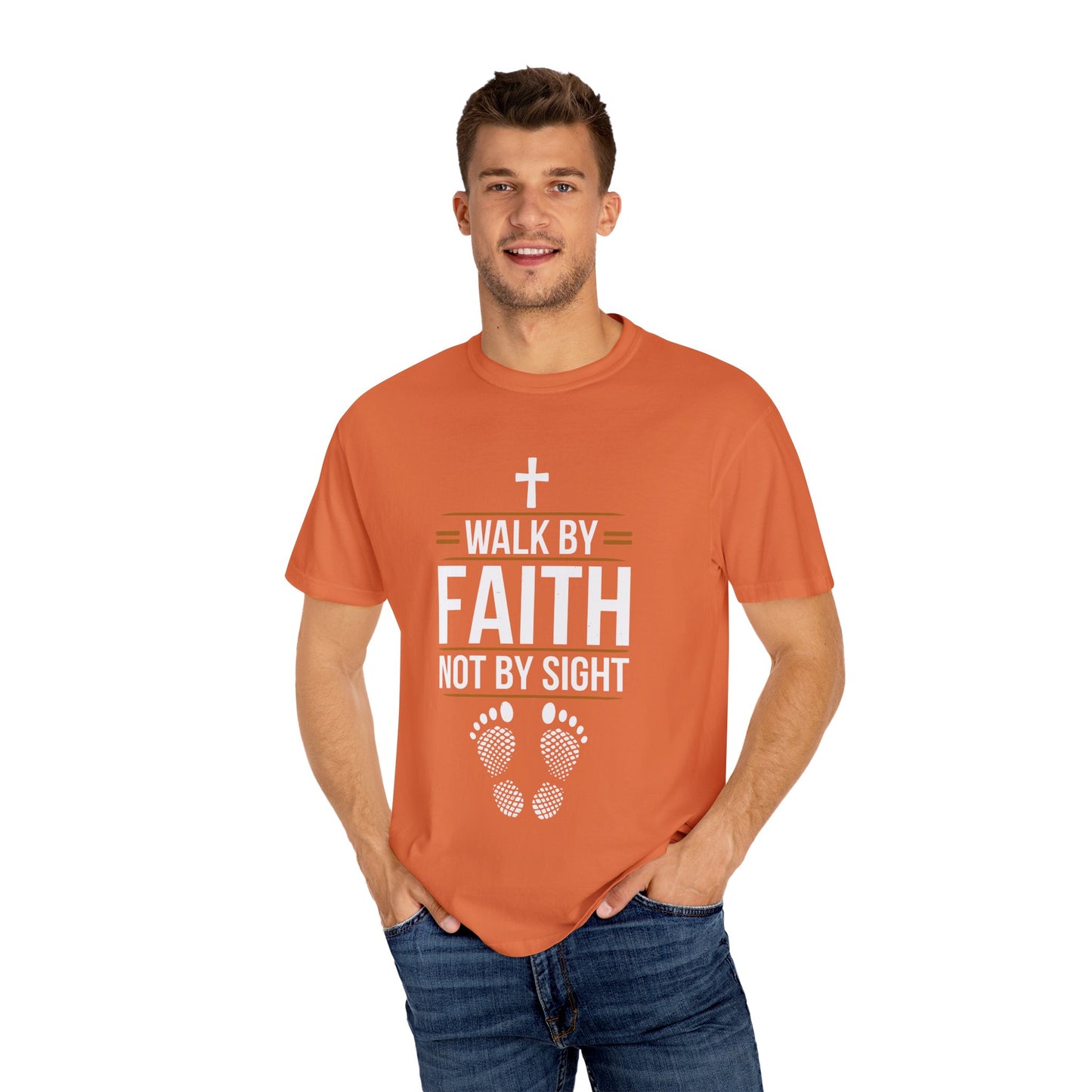 Walk by Faith Unisex Garment-Dyed T-shirt - Christian Shirts and More