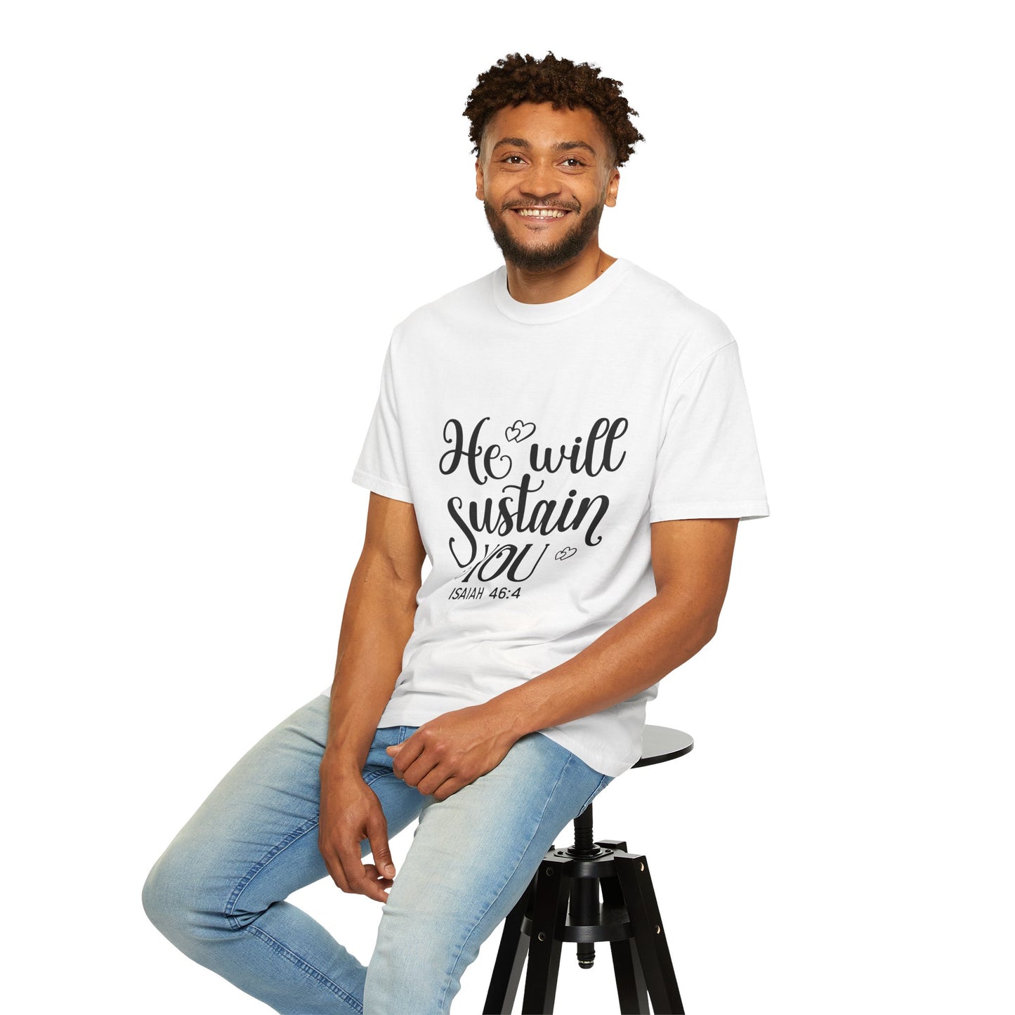 Inspirational Unisex T-Shirt - "He will Sustain You" - Comfort & Faith - Christian Shirts and More