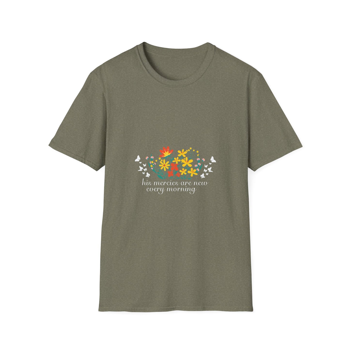 Inspirational Floral T-Shirt - 'His Mercies Are New Every Morning' - Christian Shirts and More