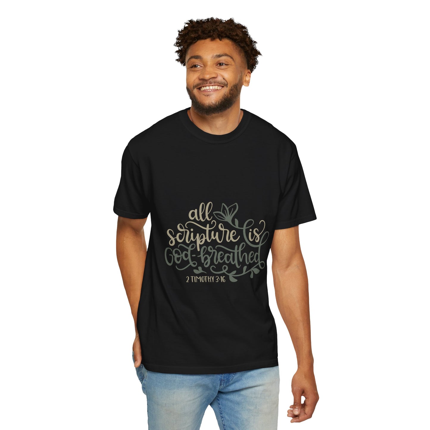 Garment-Dyed Scripture T-Shirt - 'All Scripture is God-Breathed' - Faith-Inspired Apparel