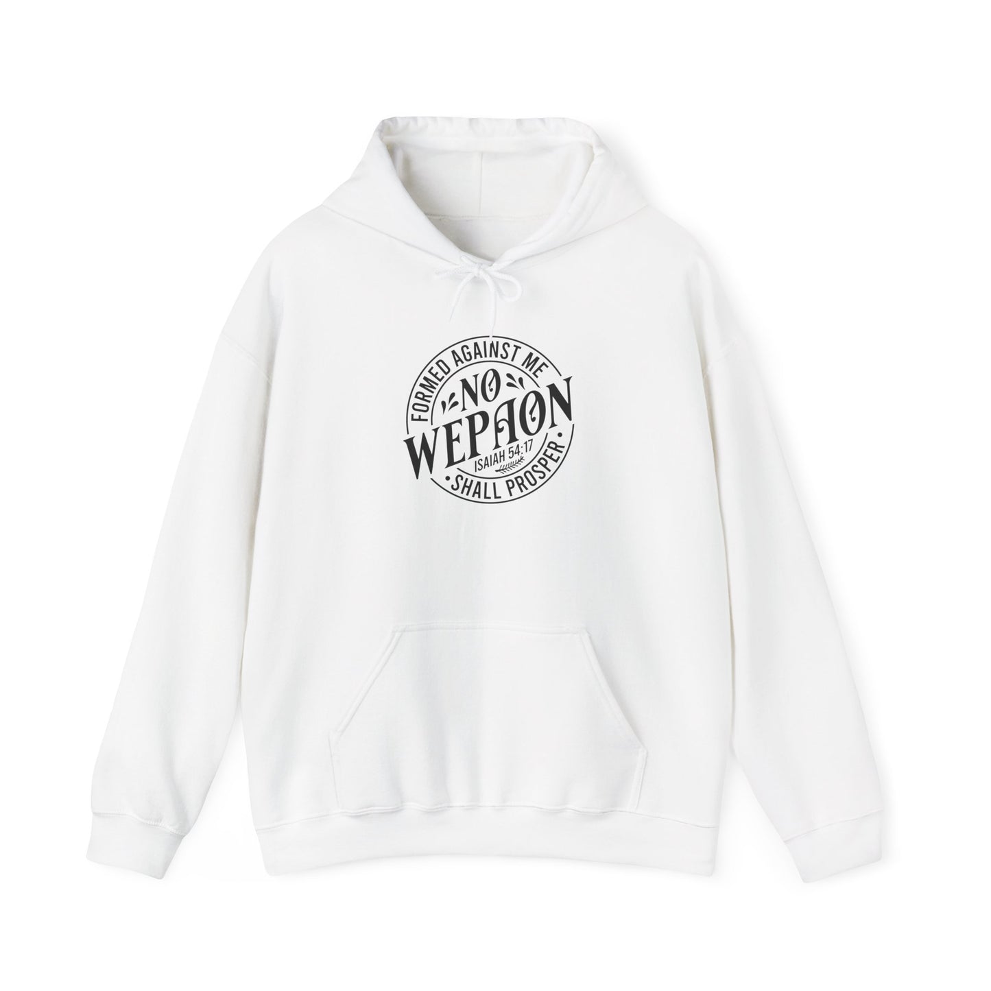 Inspirational Unisex Heavy Blend Hoodie - "No Weapon Formed Against Me Shall Prosper" - Christian Shirts and More