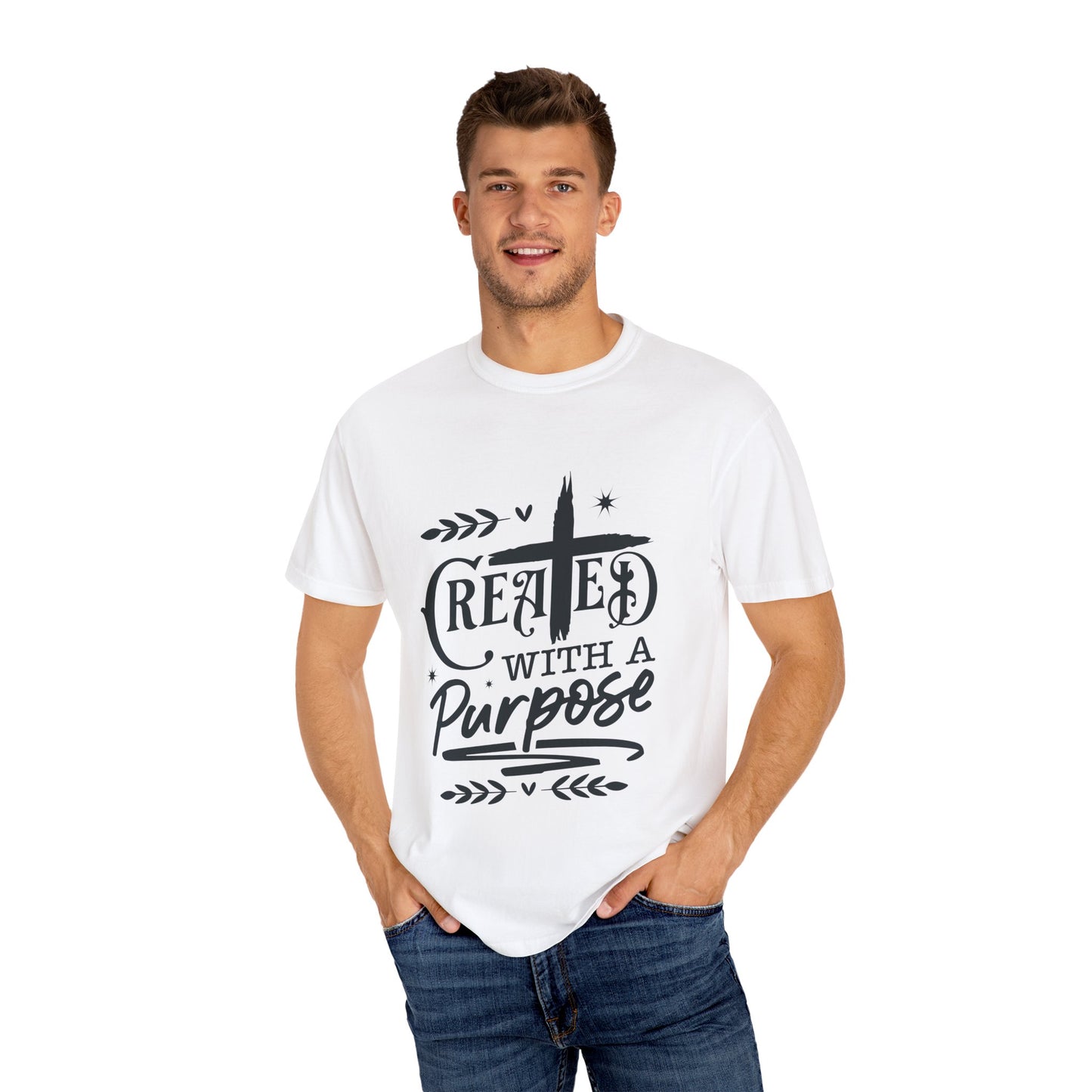 Unisex Purpose-Driven Garment-Dyed T-Shirt | Created with a Purpose Design - Christian Shirts and More