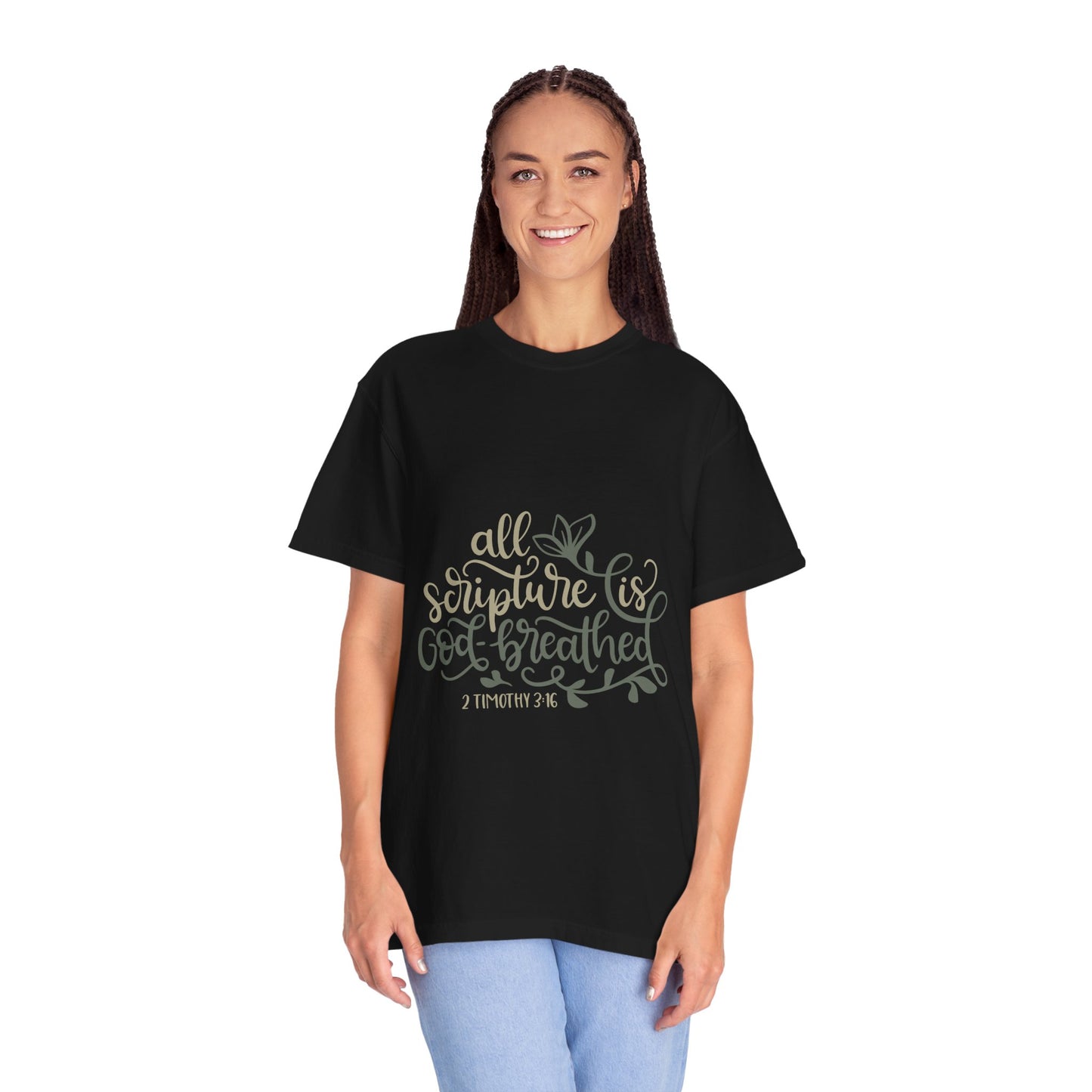Garment-Dyed Scripture T-Shirt - 'All Scripture is God-Breathed' - Faith-Inspired Apparel