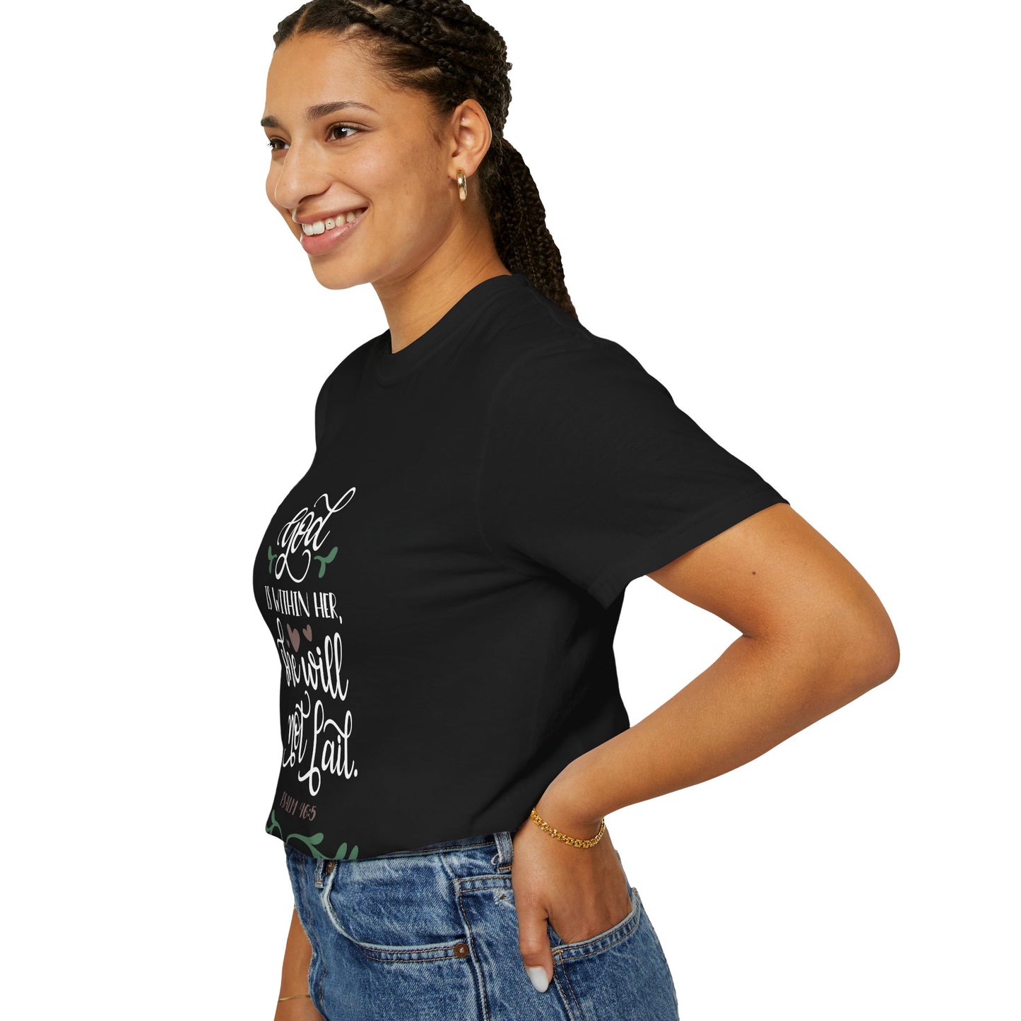 God is Within Her Unisex Garment-Dyed T-Shirt - Inspirational Faith Tee