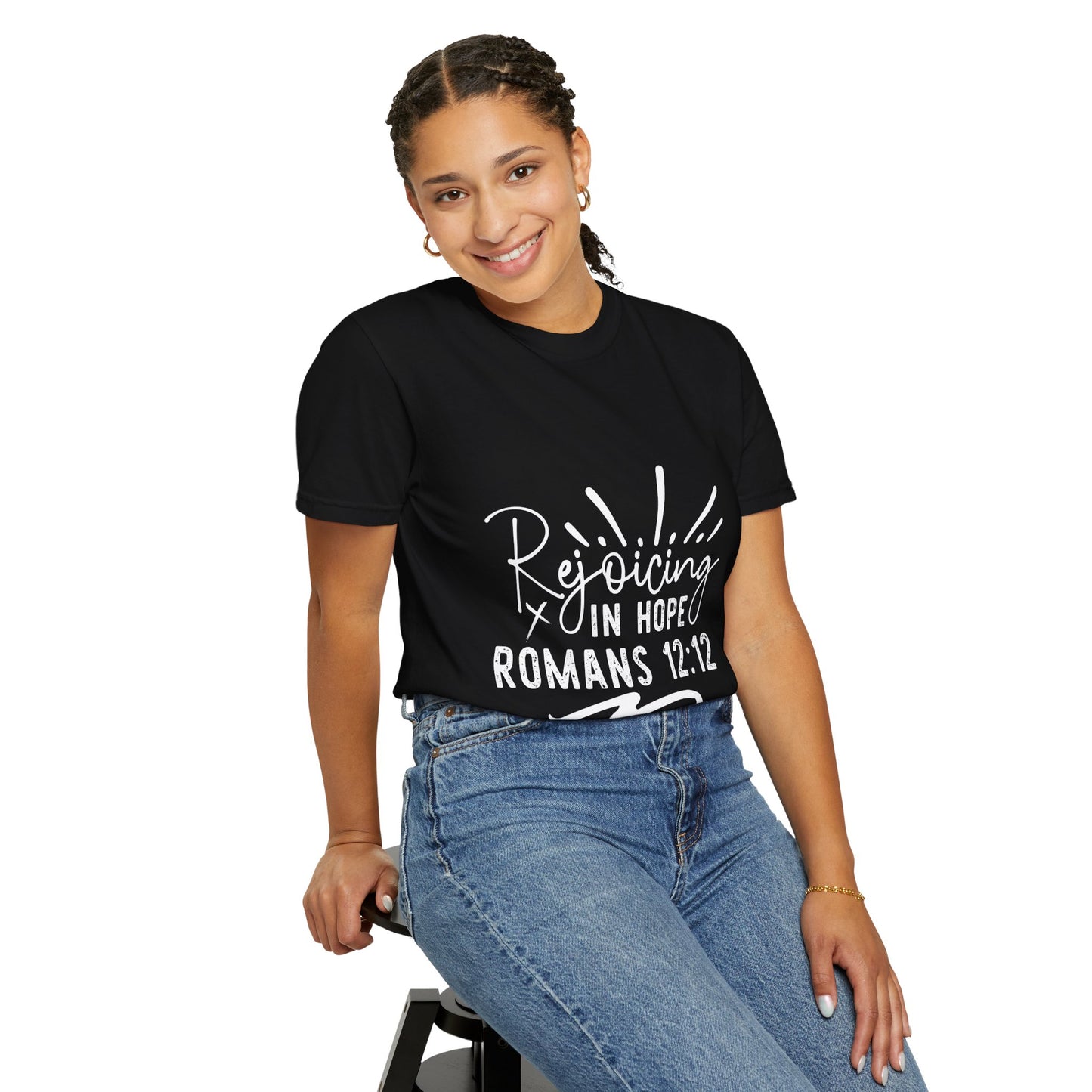 Rejoicing in Hope Inspirational Unisex T-Shirt - Romans 12:12 Christian Apparel - Christian Shirts and More