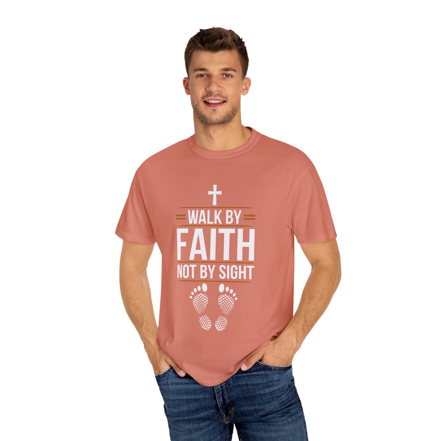 Walk by Faith Unisex Garment-Dyed T-shirt - Christian Shirts and More