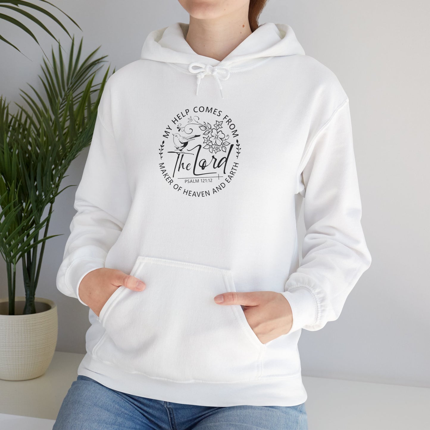 Inspirational Unisex Heavy Blend™ Hooded Sweatshirt - "Help Comes From The Lord" - Christian Shirts and More
