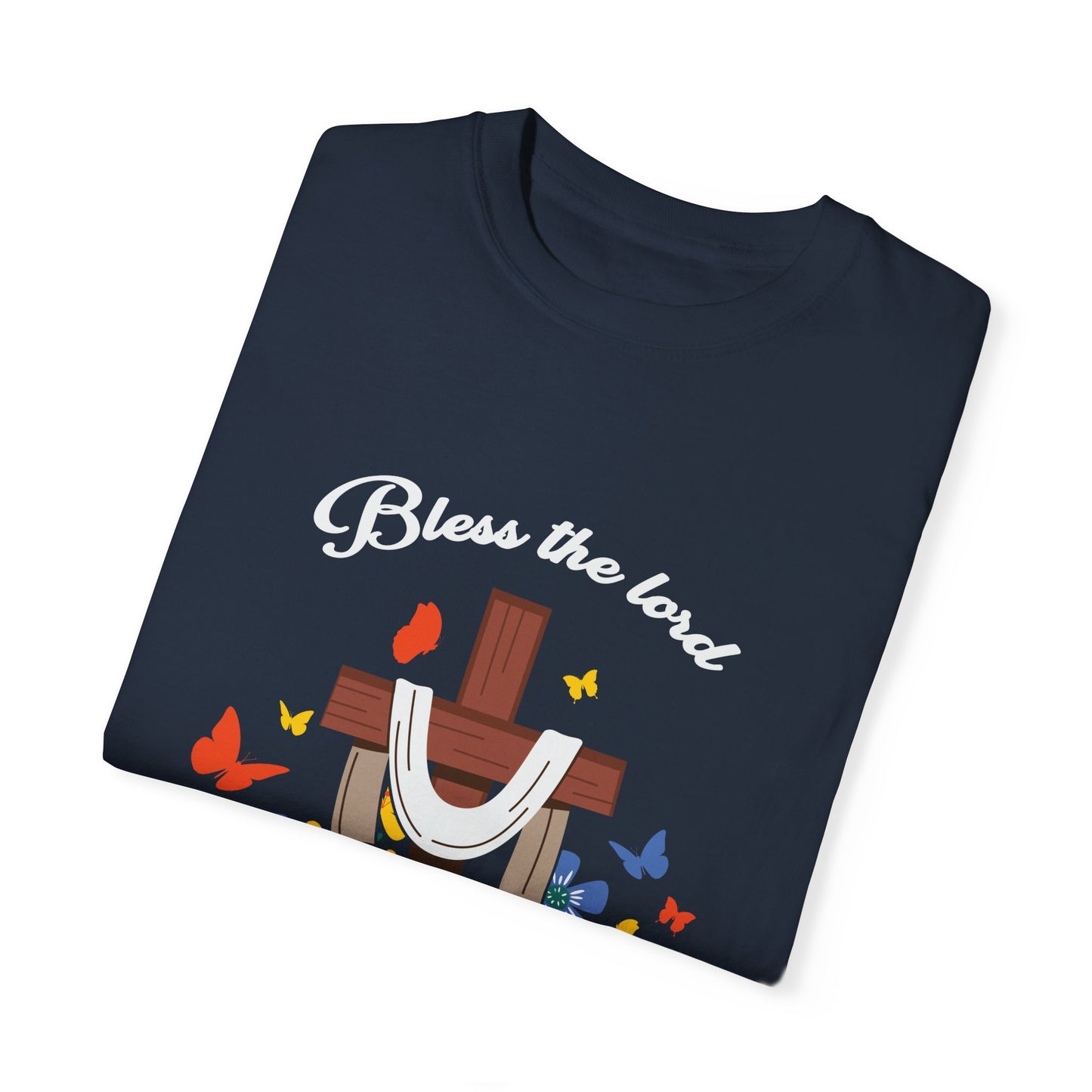 Inspirational Unisex Garment-Dyed T-Shirt - 'Bless the Lord Oh My Soul' Design - Christian Shirts and More