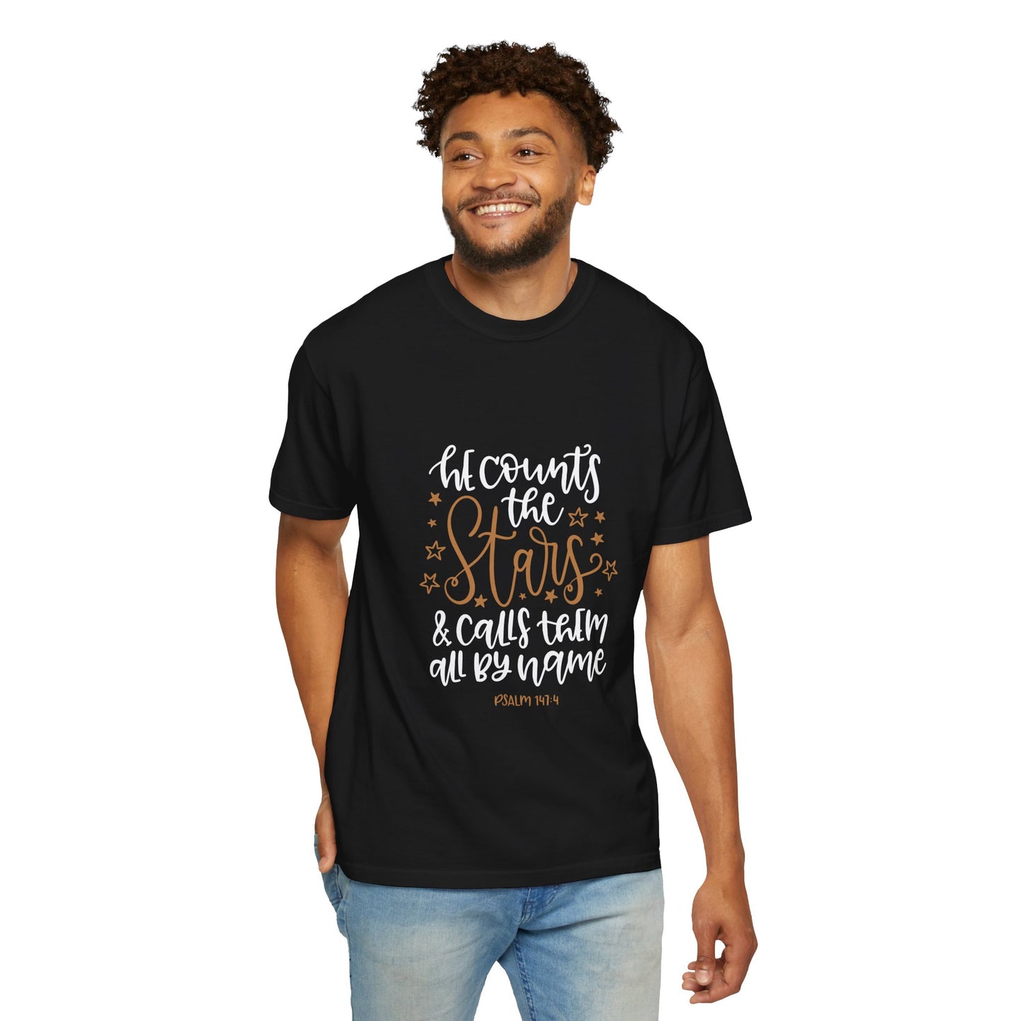 Inspirational Unisex T-Shirt - He Counts the Stars, Psalm 147:4 - Christian Shirts and More