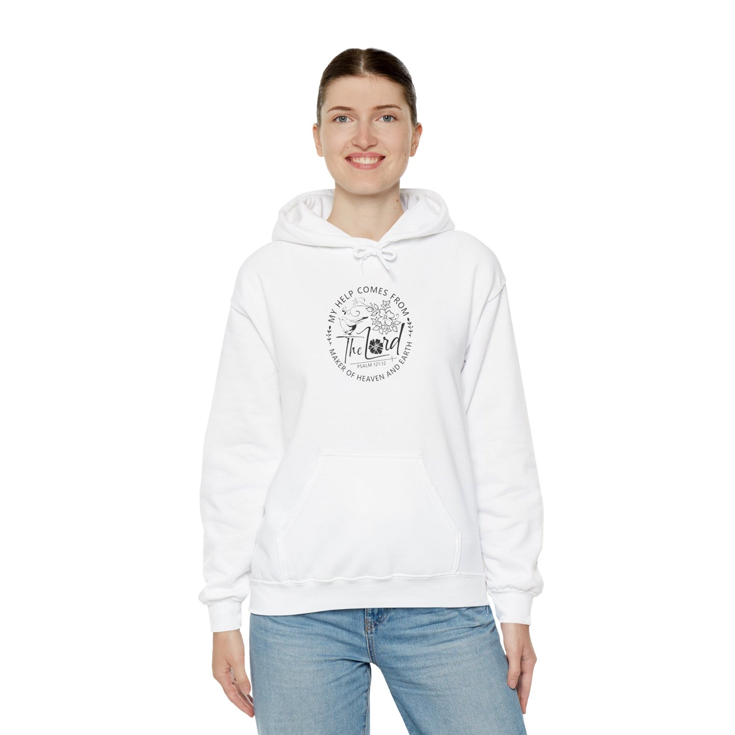 Faith-Inspired Unisex Heavy Blend™ Hooded Sweatshirt - 'Help Comes From The Lord' - Christian Shirts and More