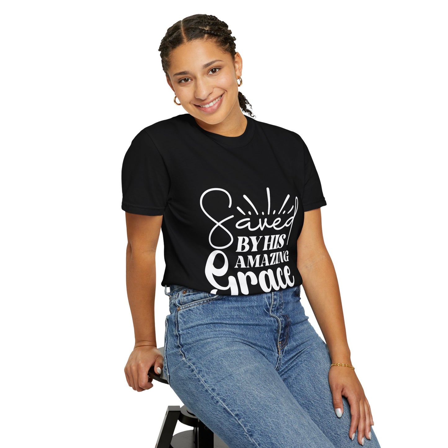 Saved by His Amazing Grace Unisex Garment-Dyed T-Shirt - Christian Shirts and More