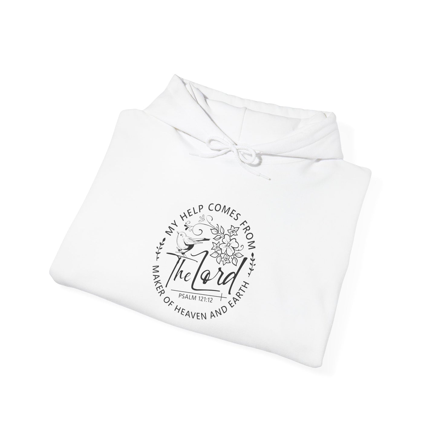 Inspirational Unisex Heavy Blend™ Hooded Sweatshirt - "Help Comes From The Lord" - Christian Shirts and More