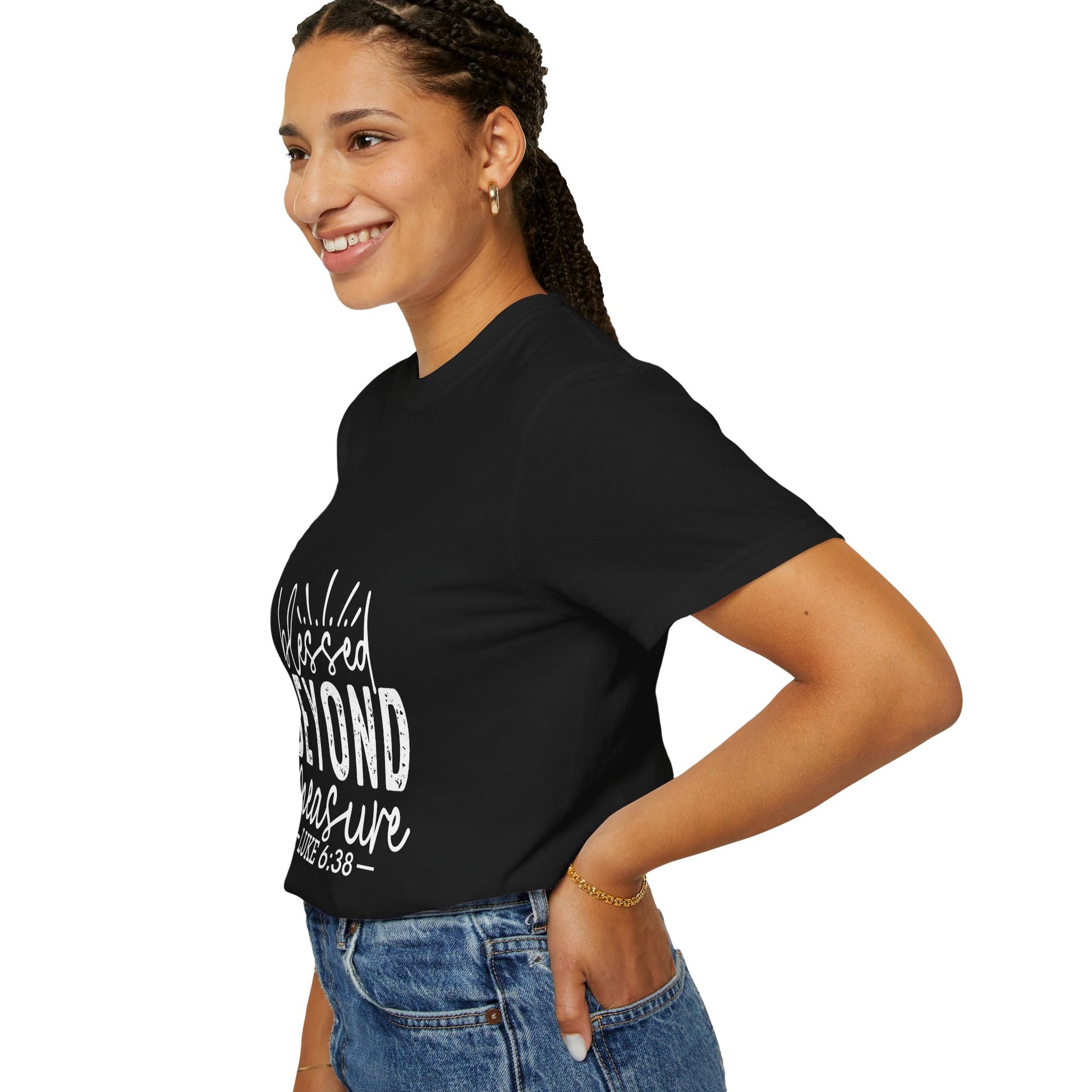 Blessed Beyond Measure Unisex Garment-Dyed T-Shirt - Inspirational Luke 6:38 Tee - Christian Shirts and More