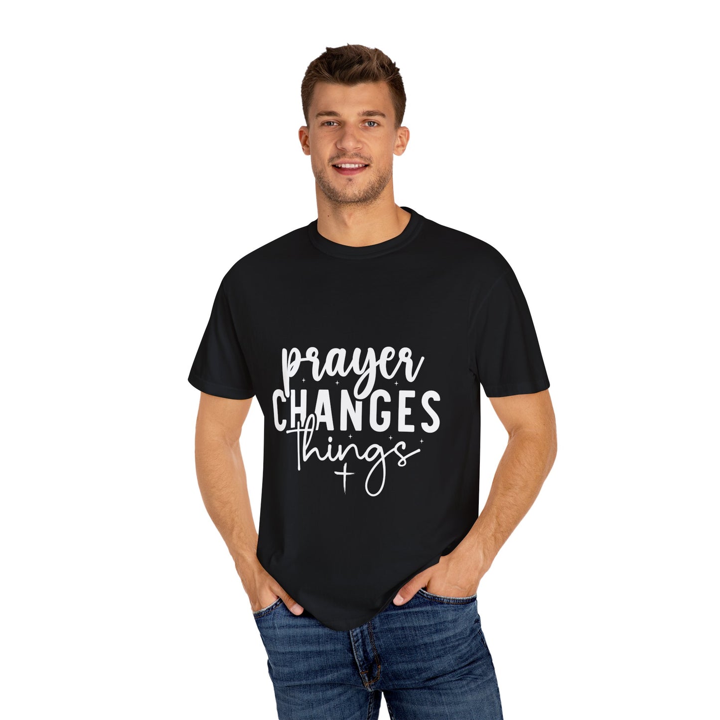 Prayer Changes Things T-Shirt | Unisex Garment-Dyed Tee for Inspiration & Faith - Christian Shirts and More