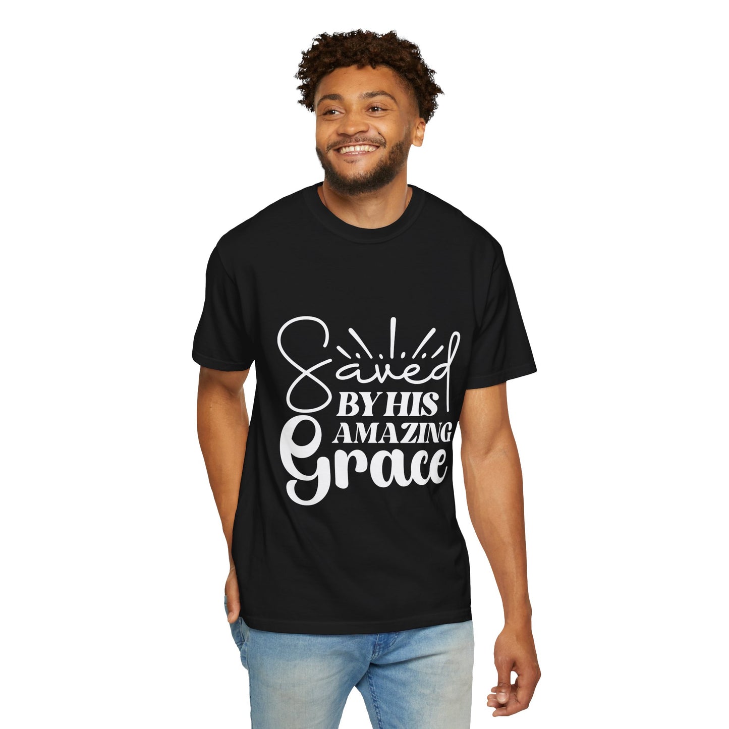 Saved by His Amazing Grace Unisex Garment-Dyed T-Shirt - Christian Shirts and More