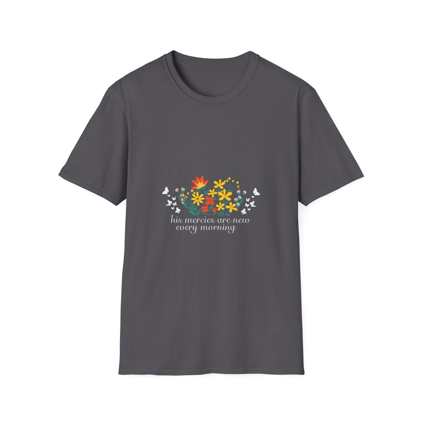 Inspirational Floral T-Shirt - 'His Mercies Are New Every Morning' - Christian Shirts and More