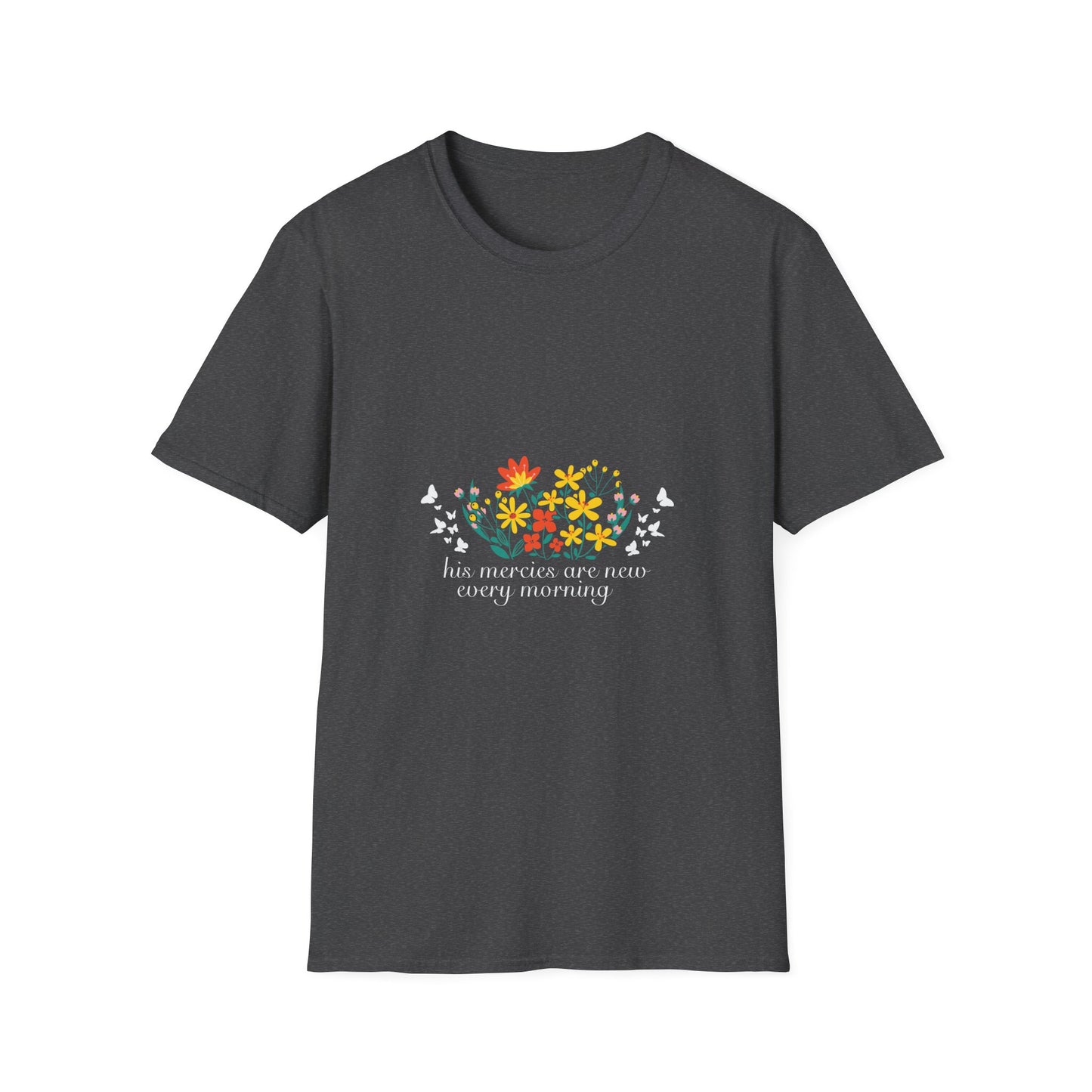 Inspirational Floral T-Shirt - 'His Mercies Are New Every Morning' - Christian Shirts and More