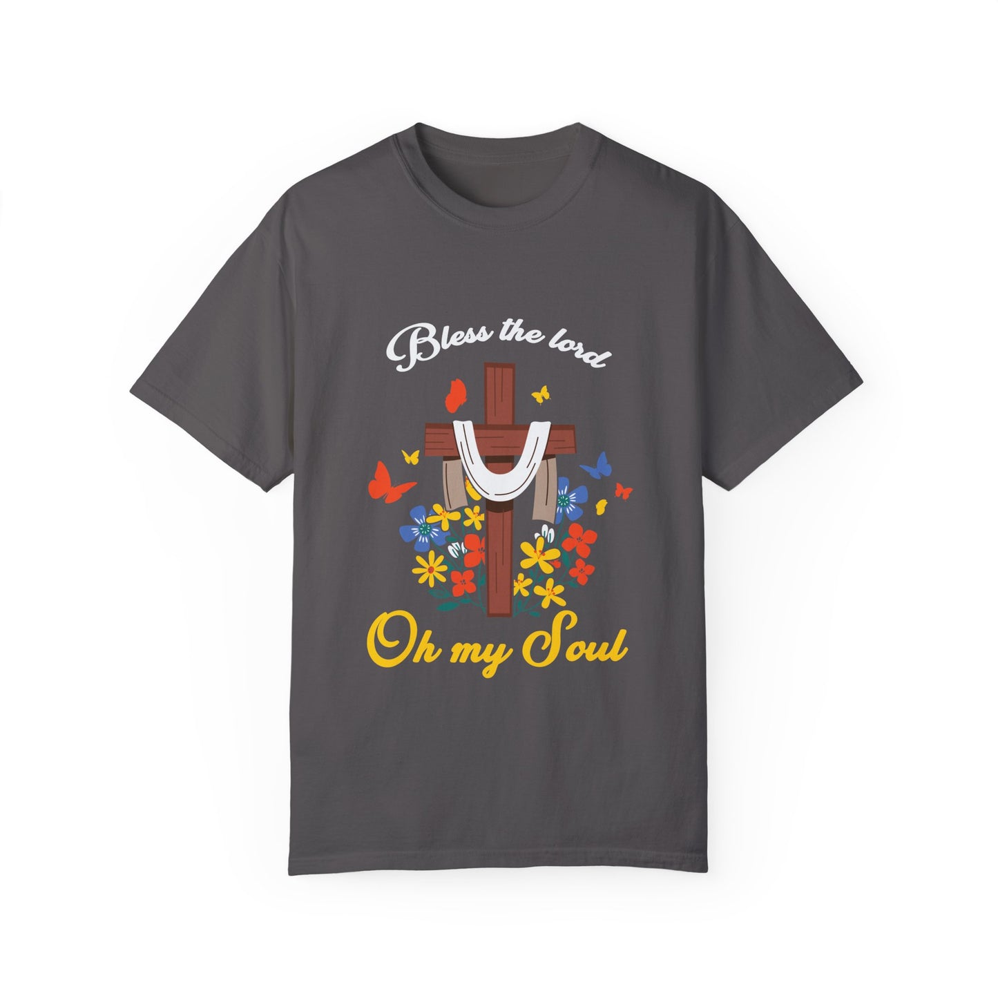 Inspirational Unisex Garment-Dyed T-Shirt - 'Bless the Lord Oh My Soul' Design - Christian Shirts and More