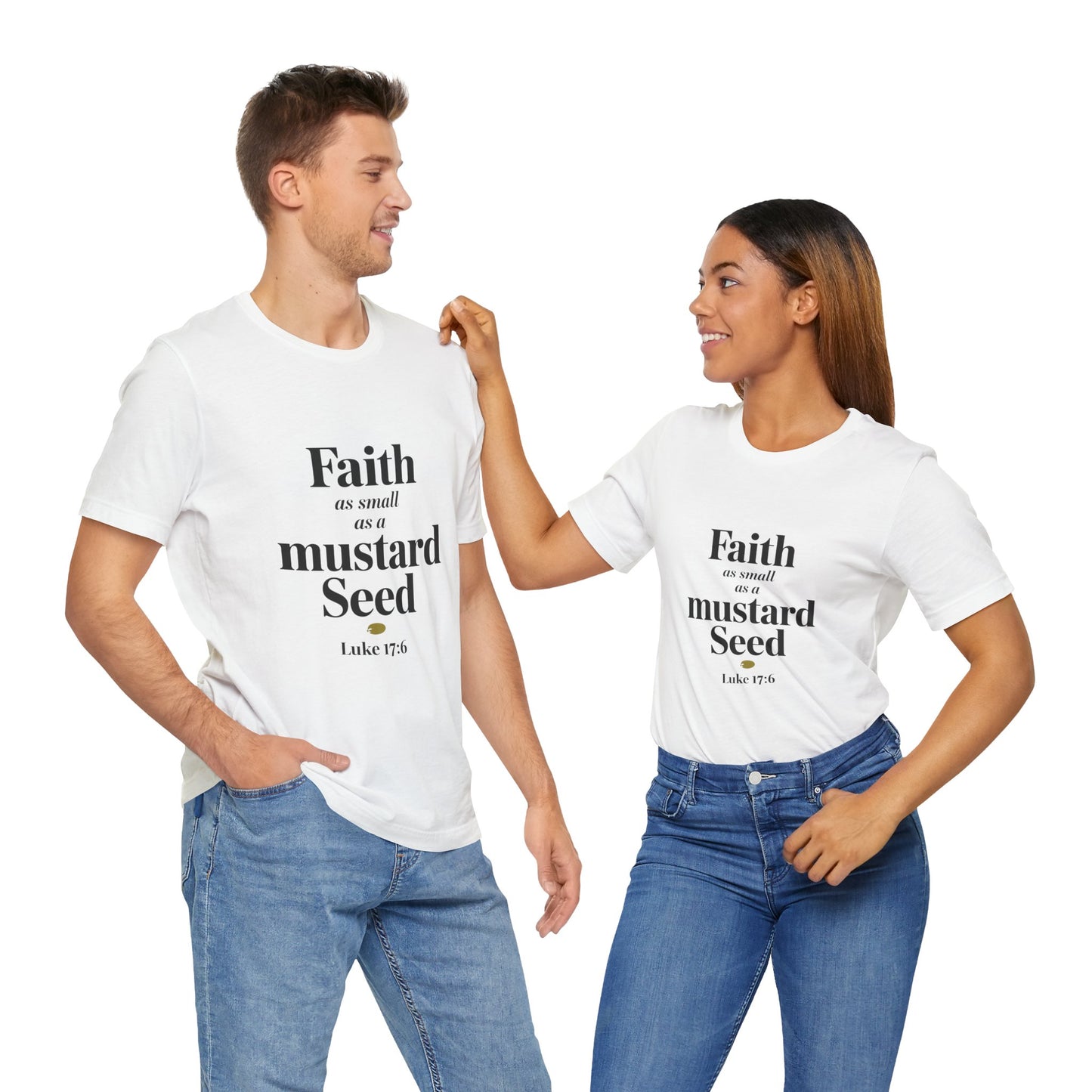 Faith as Small as a Mustard Seed Tee - Inspirational Unisex Short Sleeve Shirt - Christian Shirts and More