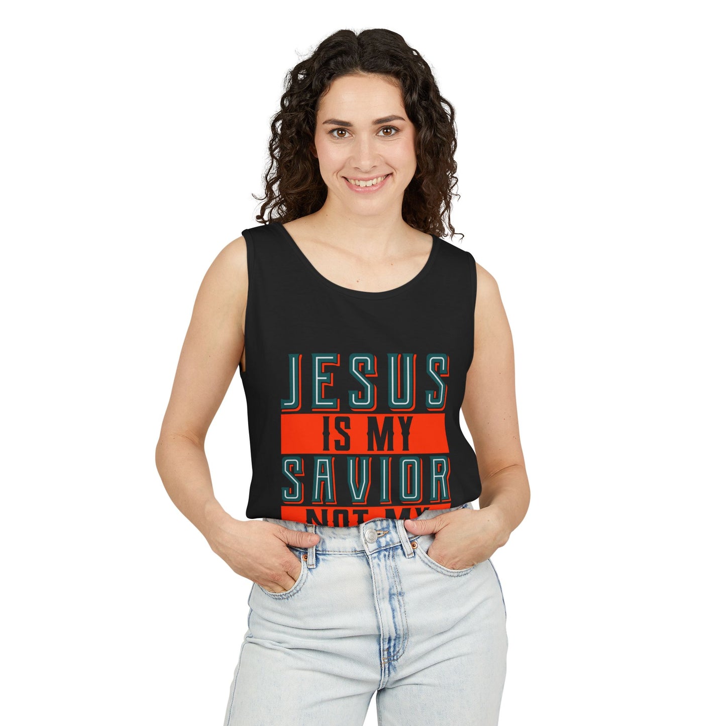 Unisex Inspirational Tank Top - 'Jesus Is My Savior, Not My Religion'