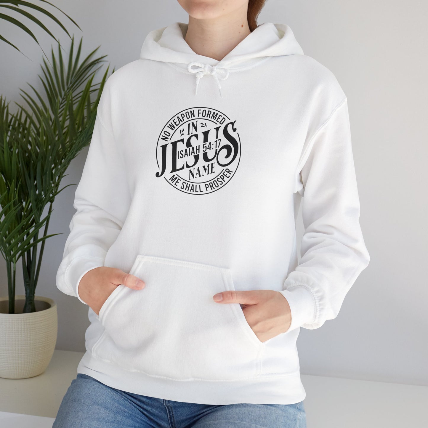 Unisex Heavy Blend™ Hooded Sweatshirt - "In His Name We Shall Prosper" - Christian Inspirational Apparel - Christian Shirts and More