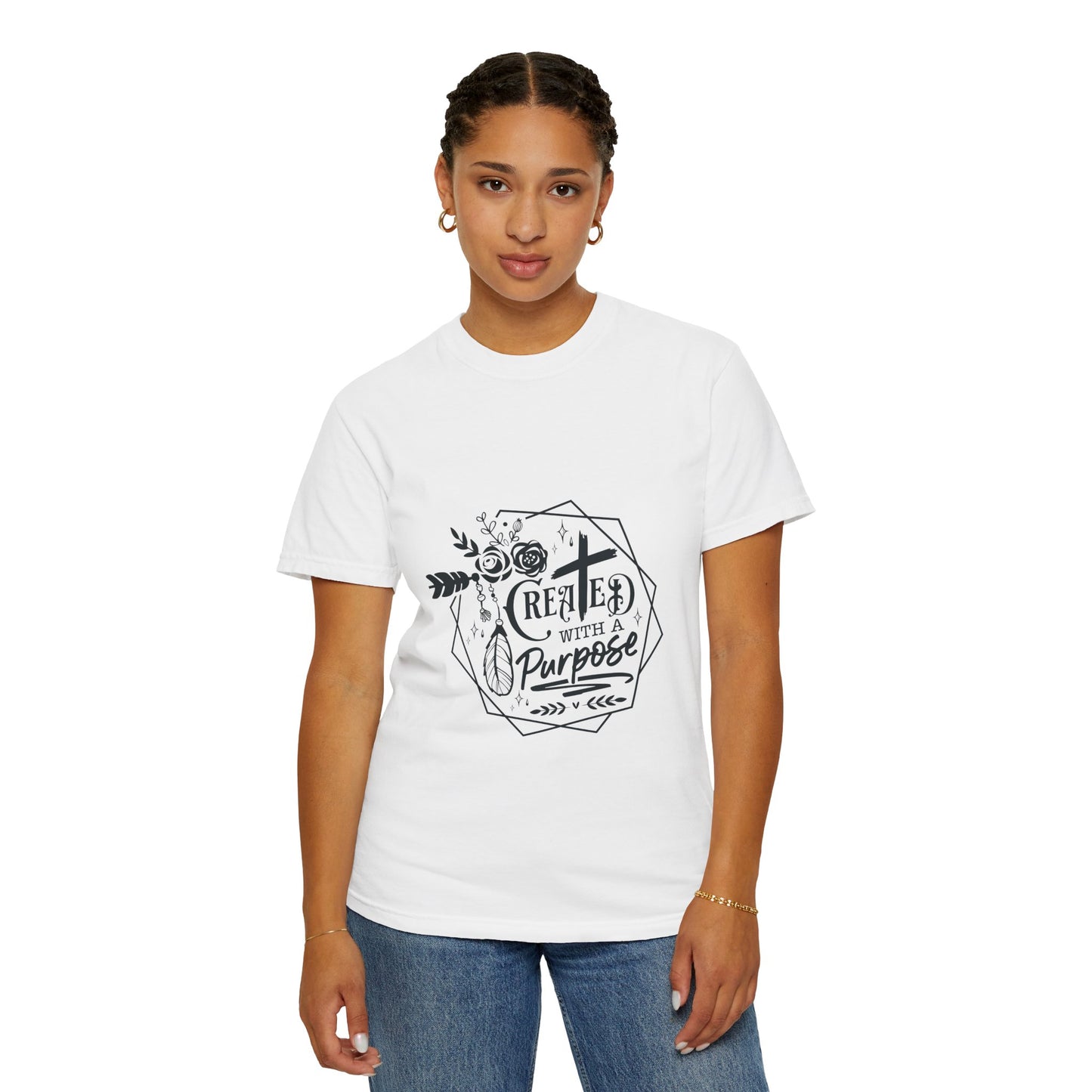 Created with a Purpose Unisex Garment-Dyed T-Shirt - Inspirational Faith Tee - Christian Shirts and More