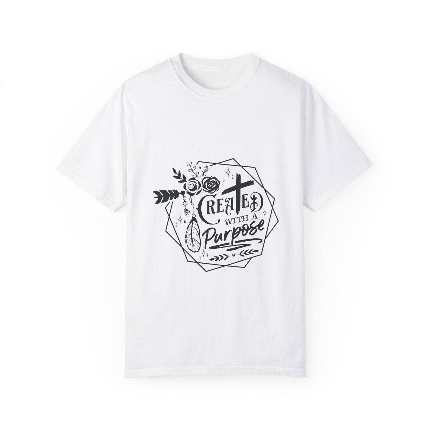 Created with a Purpose Unisex Garment-Dyed T-Shirt - Inspirational Faith Tee - Christian Shirts and More