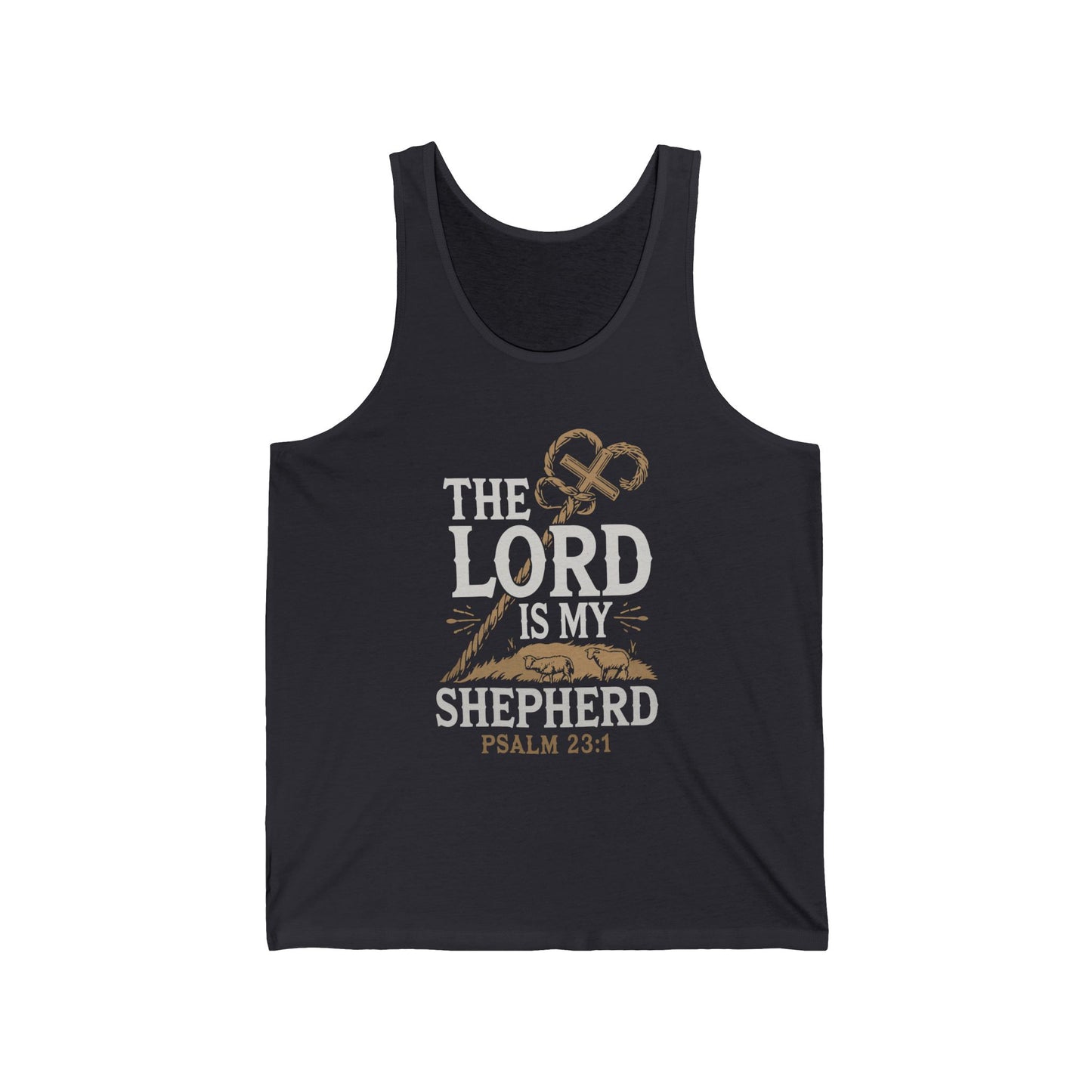 Faith-Inspired Unisex Jersey Tank - The Lord is My Shepherd | Biblical Apparel - Christian Shirts and More