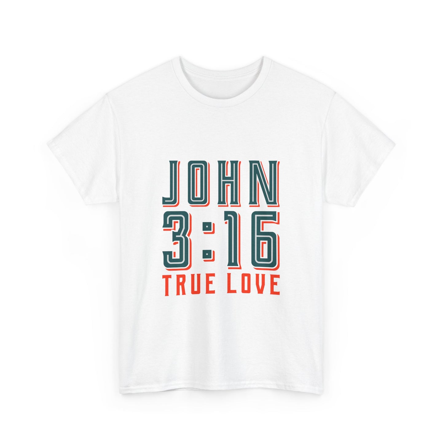 Inspirational Unisex Heavy Cotton Tee - 'John 3:16 True Love' - Christian Shirts and More