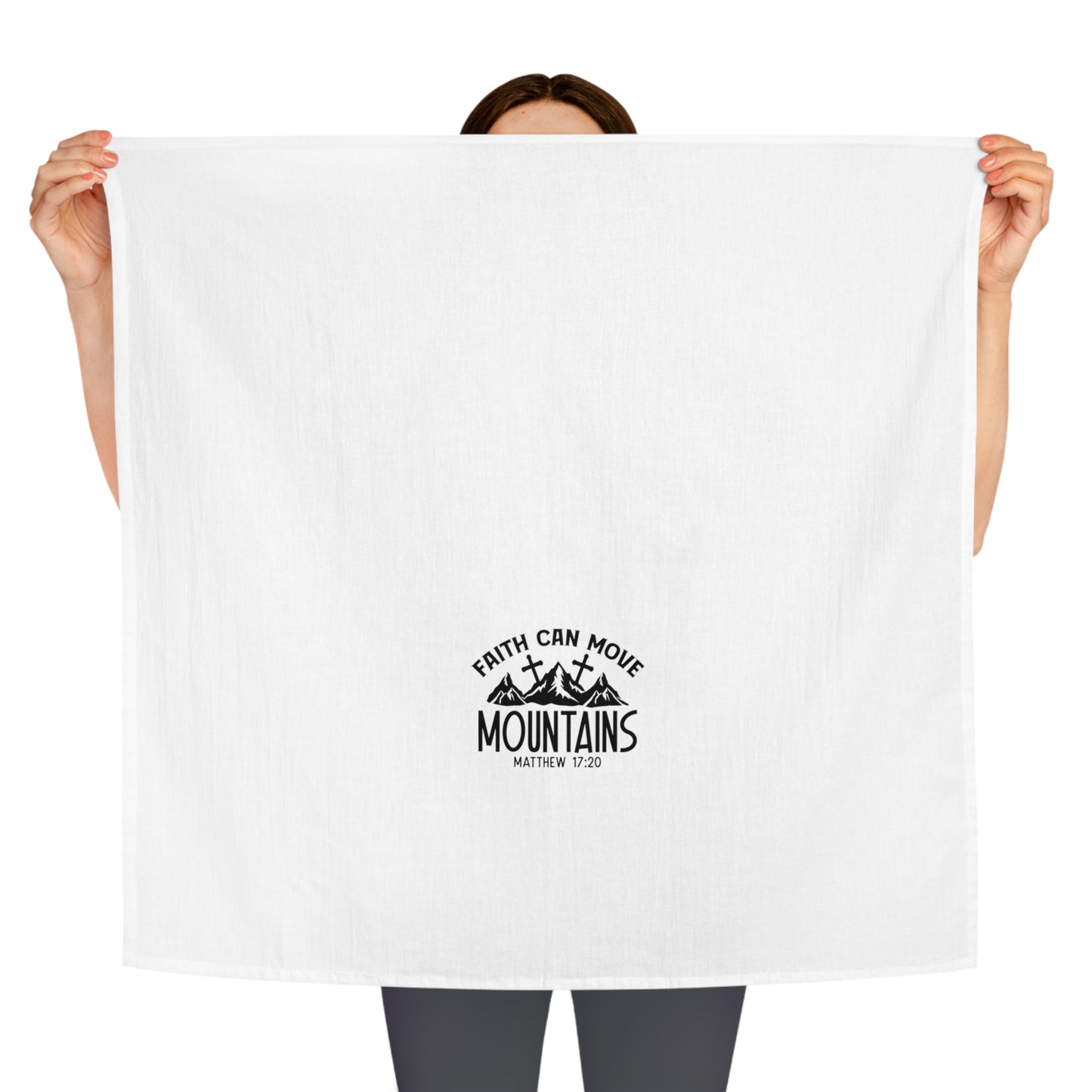 Inspirational Faith-Driven Tea Towel - "Faith Can Move Mountains"