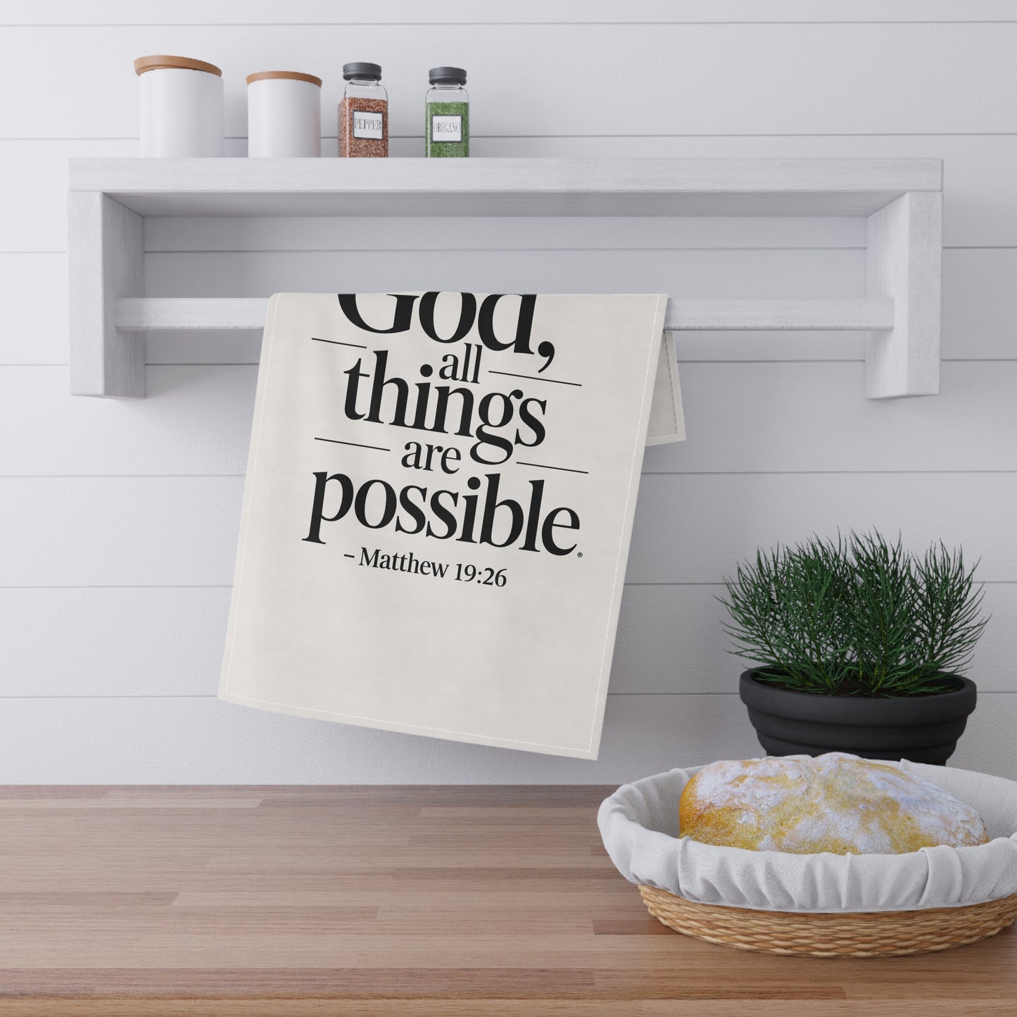Inspirational Cotton Tea Towels - "With God, All Things Are Possible" - Motivational Kitchen Decor