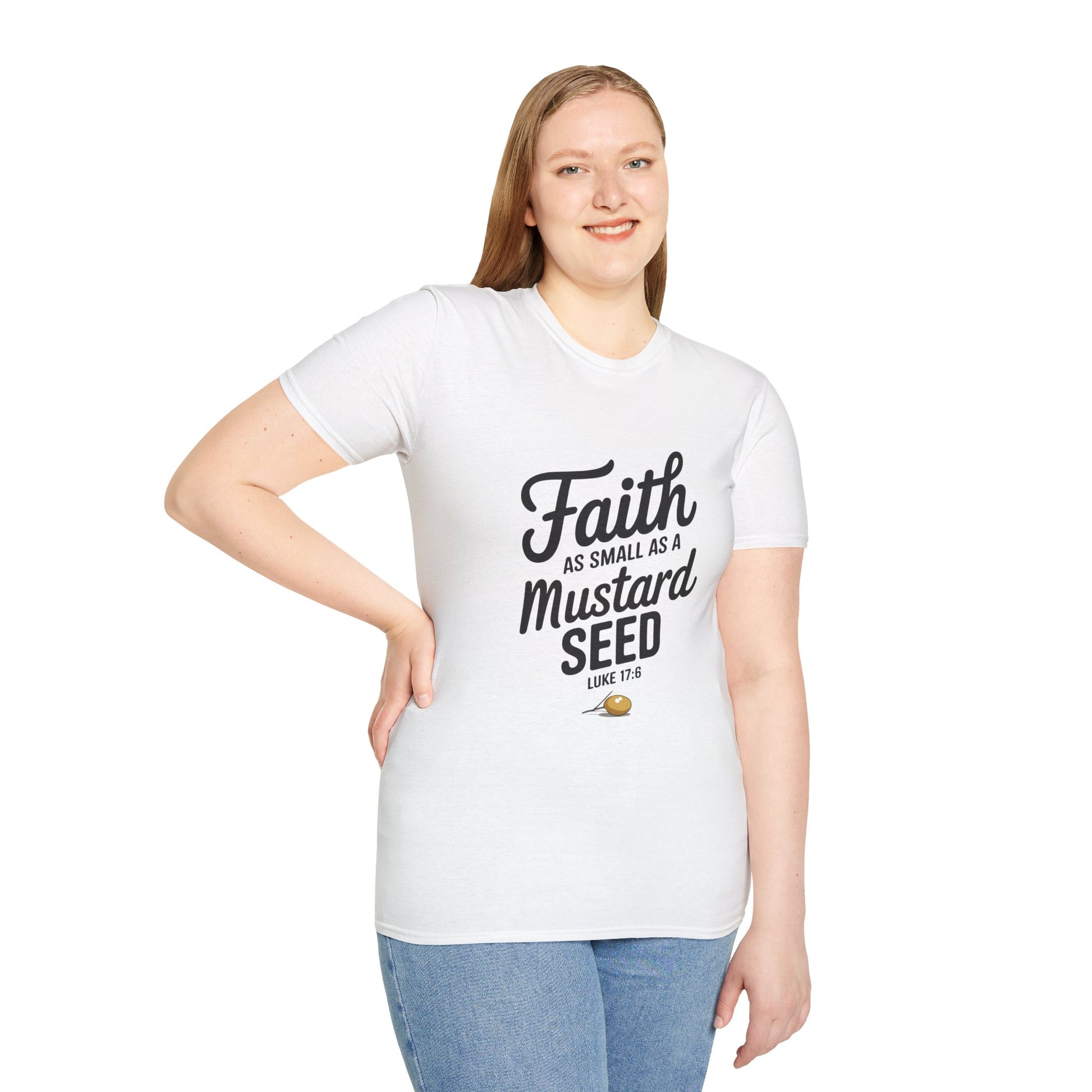 Faith Mustard Seed Unisex Softstyle T-Shirt - Inspirational Christian Tee - Christian Shirts and More