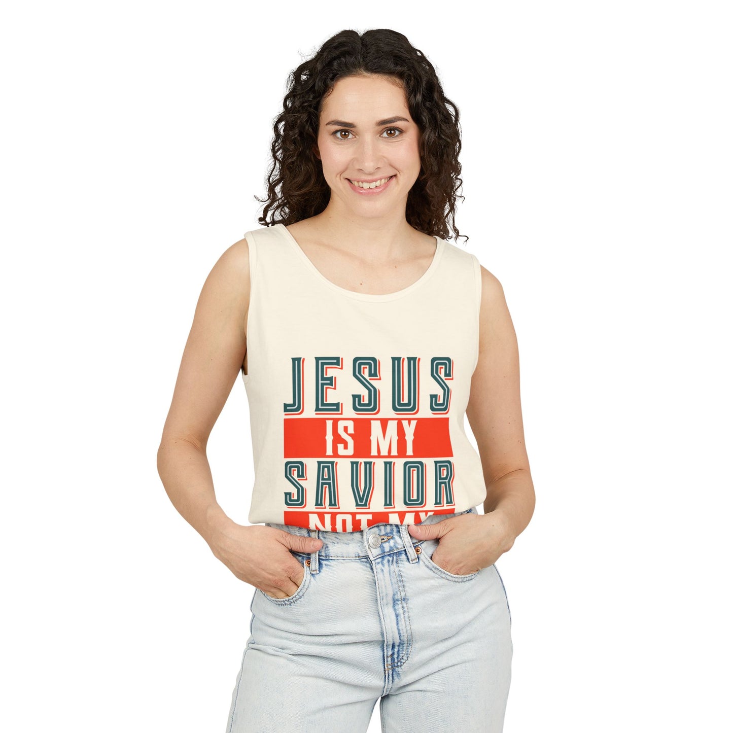 Unisex Inspirational Tank Top - 'Jesus Is My Savior, Not My Religion'