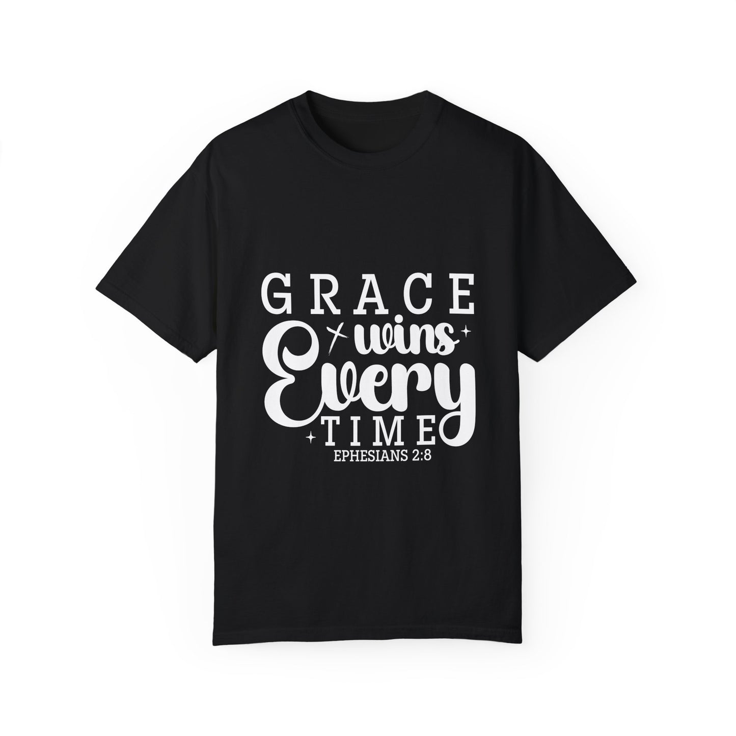 Inspirational Grace Wins T-Shirt - Unisex Garment-Dyed Tee - Christian Shirts and More